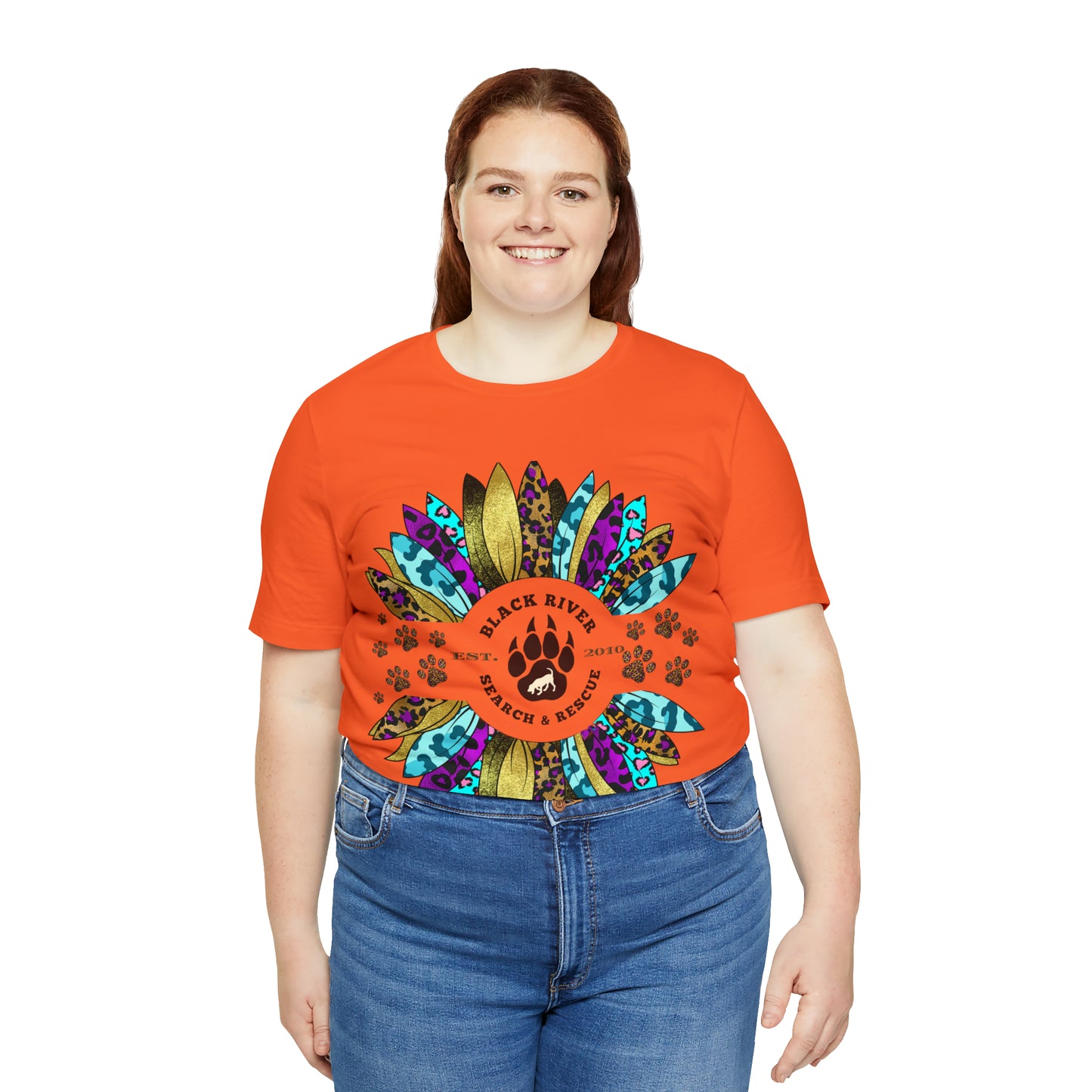 Black River Search & Rescue Logo Multicolor Sunflower Unisex Jersey Short Sleeve Tee