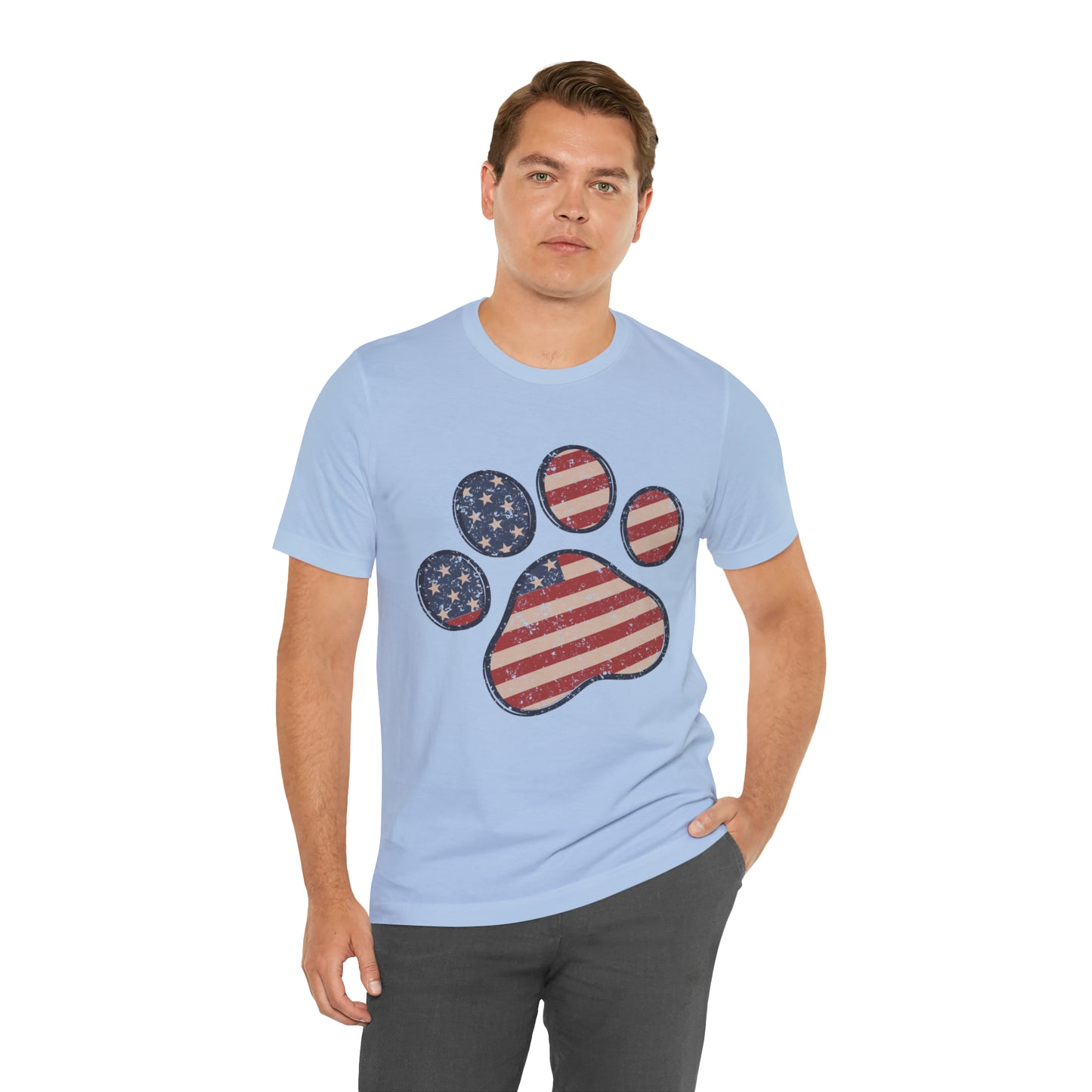 4th of July Pawprint Unisex Jersey Short Sleeve Tee Patriotic American Flag