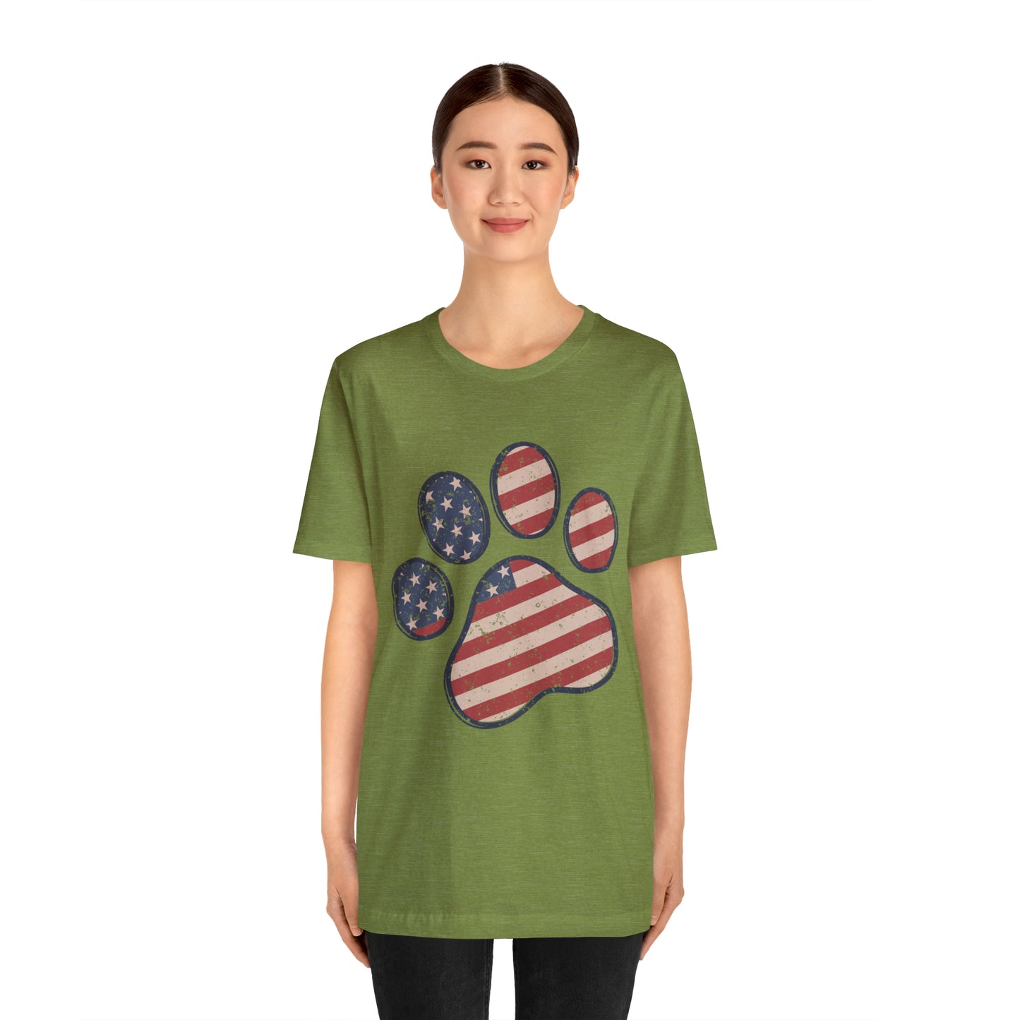 4th of July Pawprint Unisex Jersey Short Sleeve Tee Patriotic American Flag