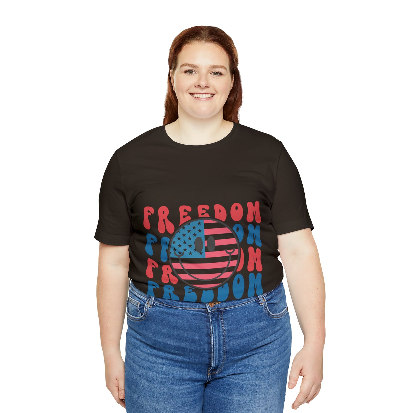 Freedom Smiley Face Flag Unisex Jersey Short Sleeve Tee Patriotic American Flag