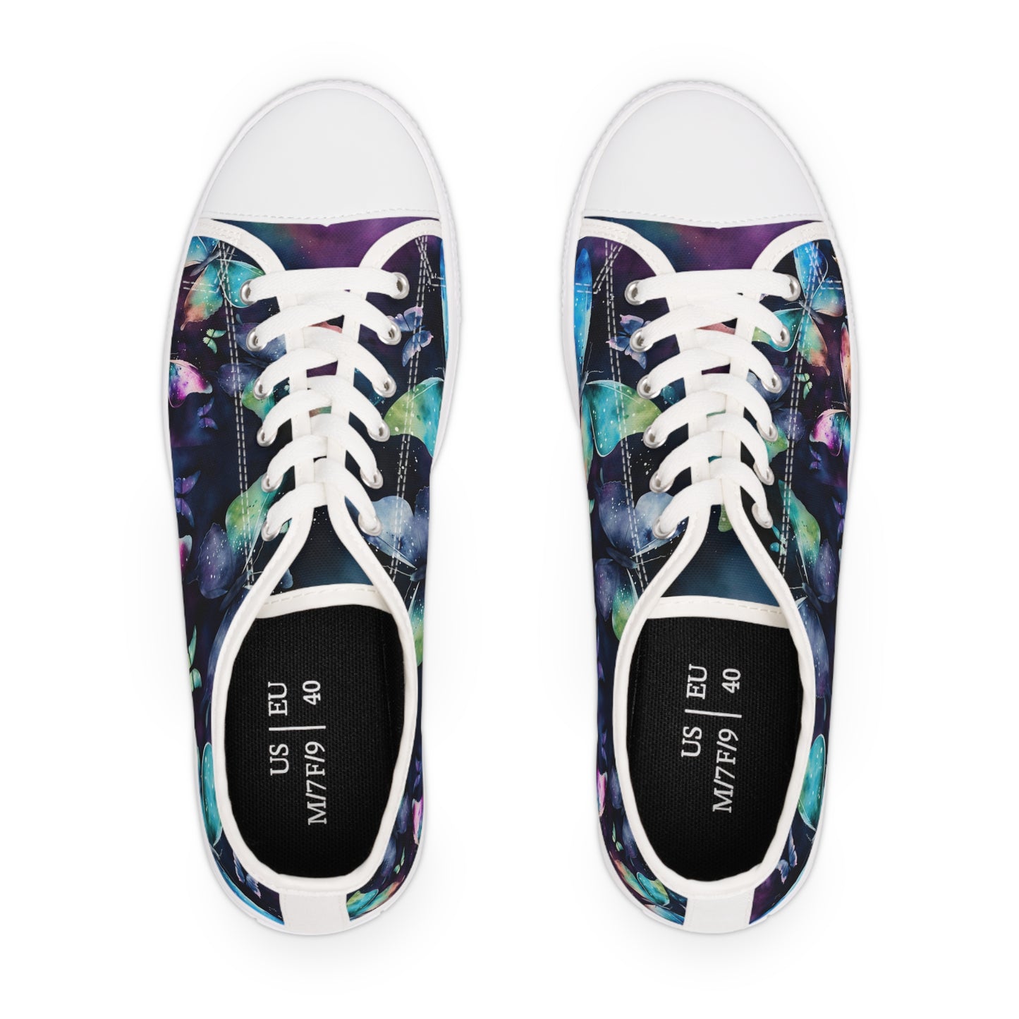 Women's Low Top Sneakers, watercolor butterfly, multi-color