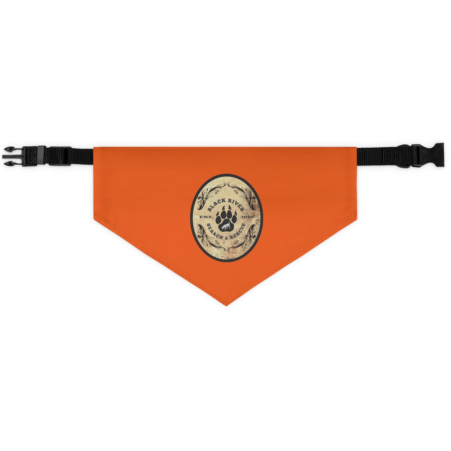 Orange Black River Search & Rescue Logo Pet Bandana Collar