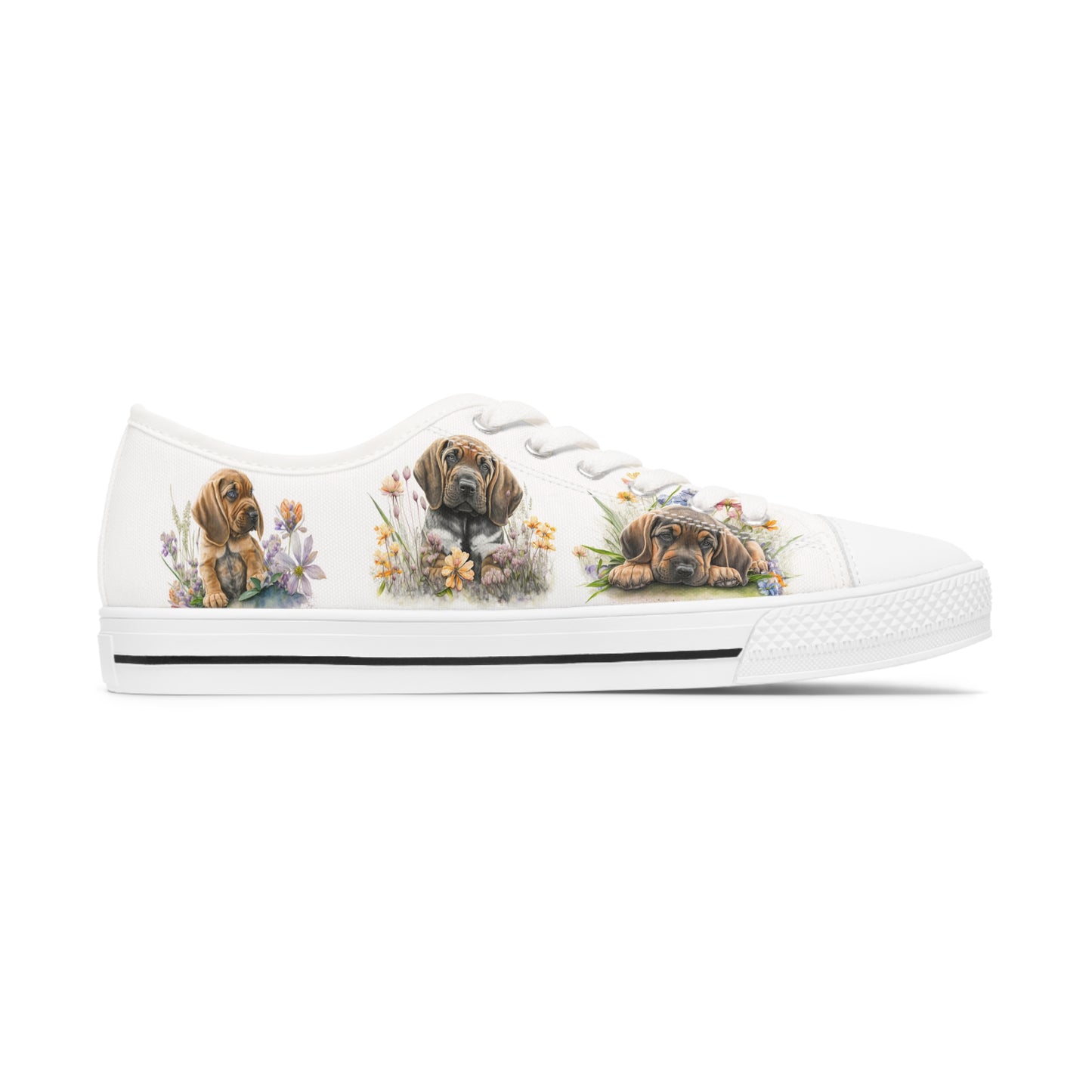 Women's Low Top Sneakers, Bloodhound, Puppy