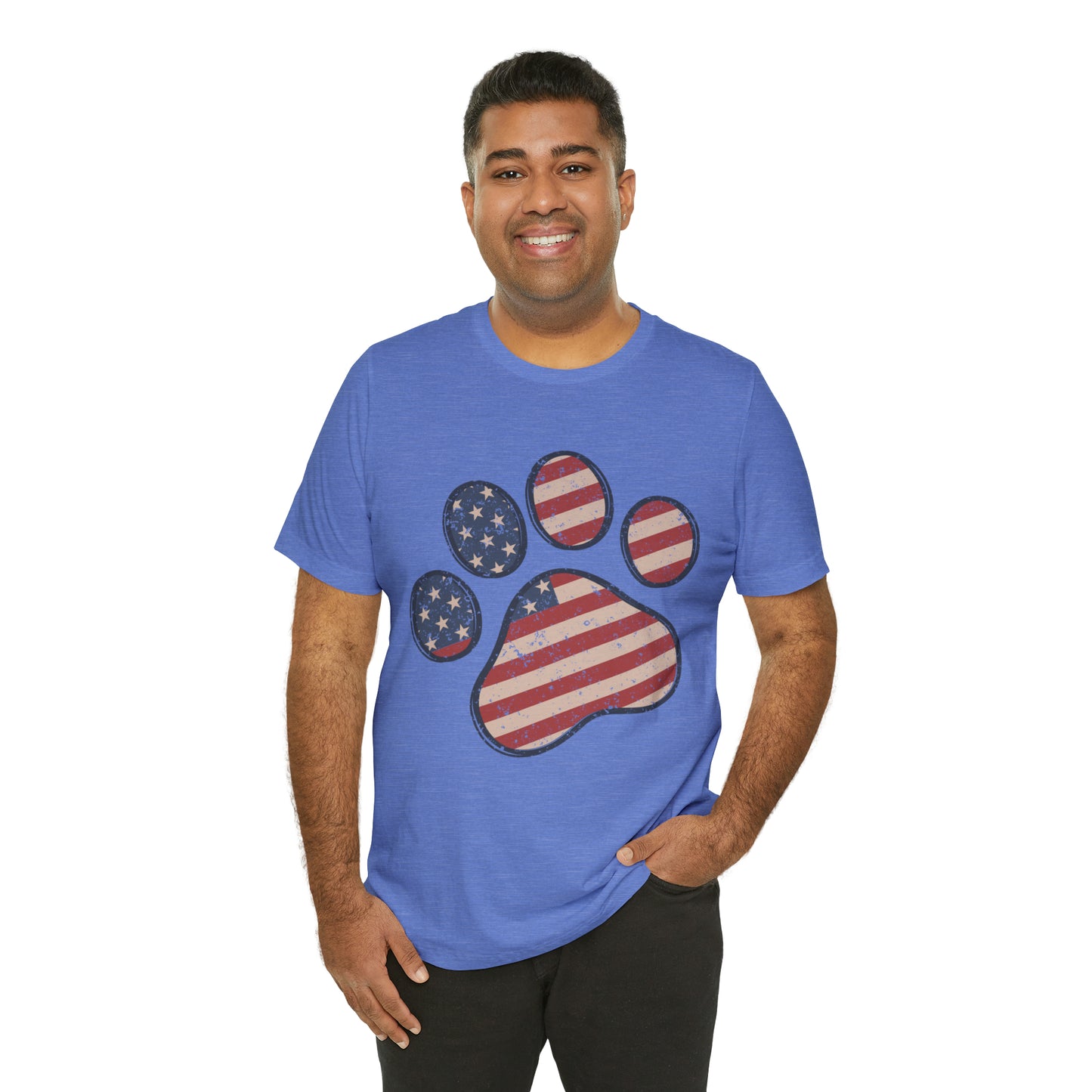4th of July Pawprint Unisex Jersey Short Sleeve Tee Patriotic American Flag