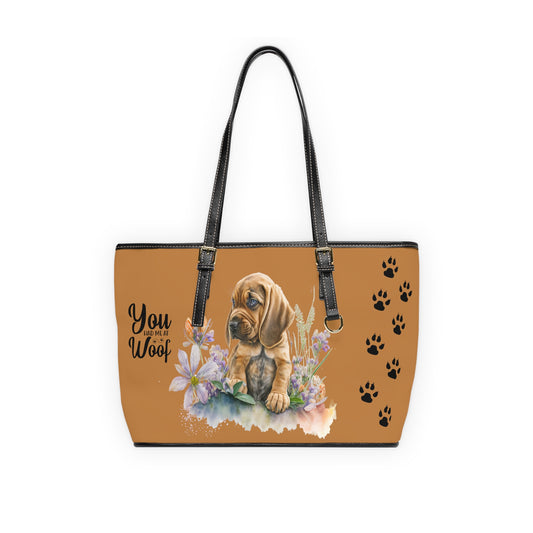 Bloodhound Puppy Leather Shoulder Bag Light Brown two bloodhound puppies and You Had Me at Woof