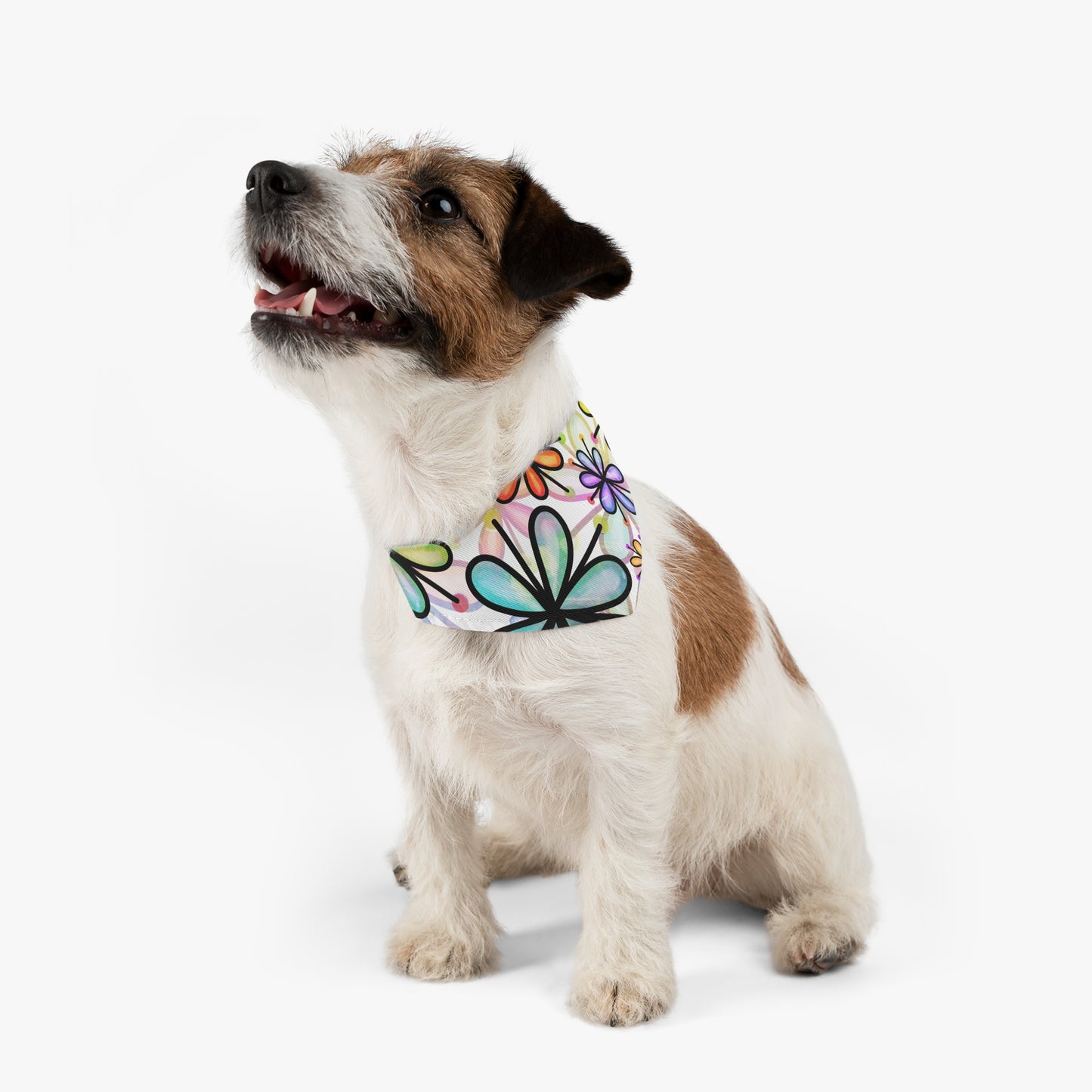 Retro Multicolor Flower Pet Bandana Collar