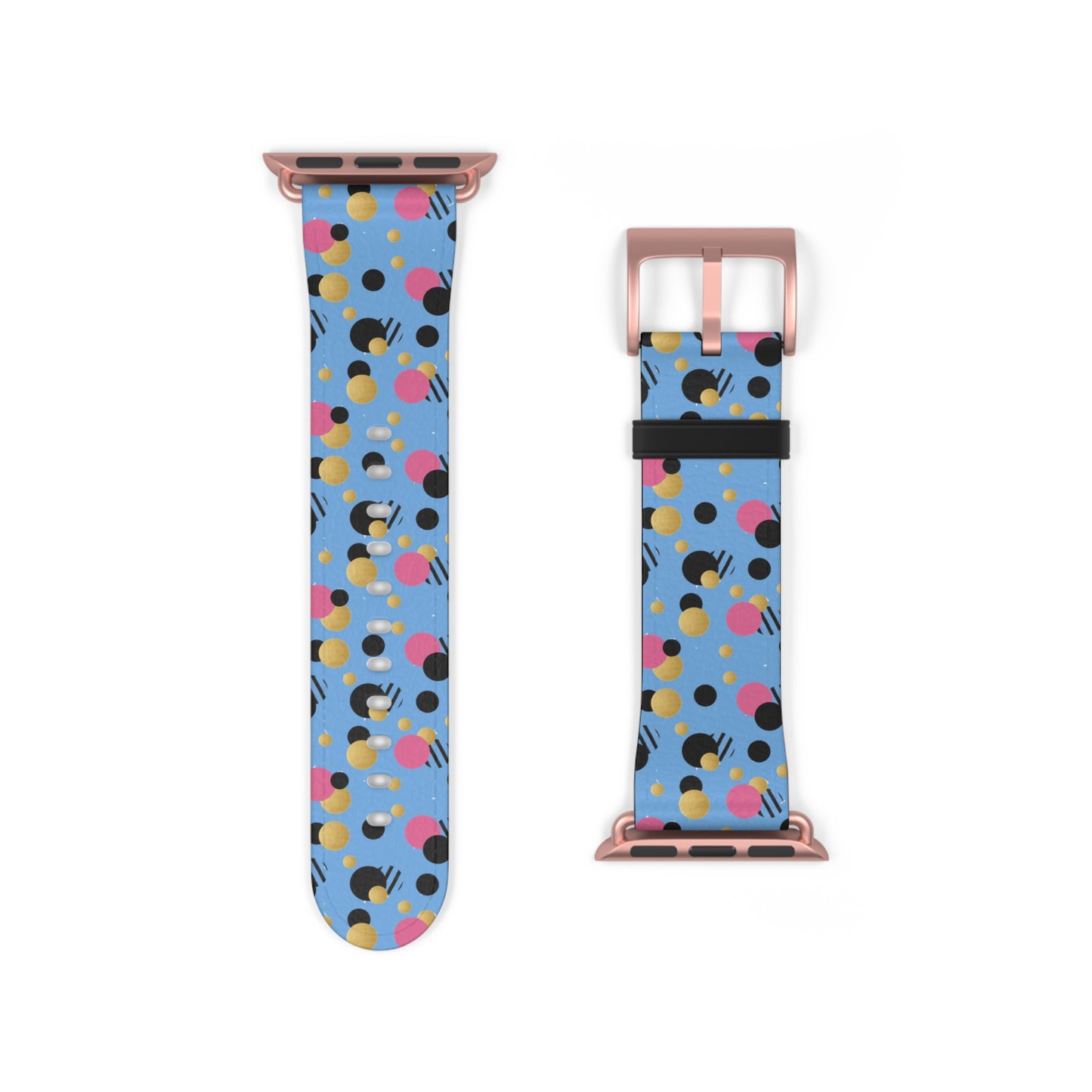 Pink Black Gold Polka Dot light Blue Apple Watch Band