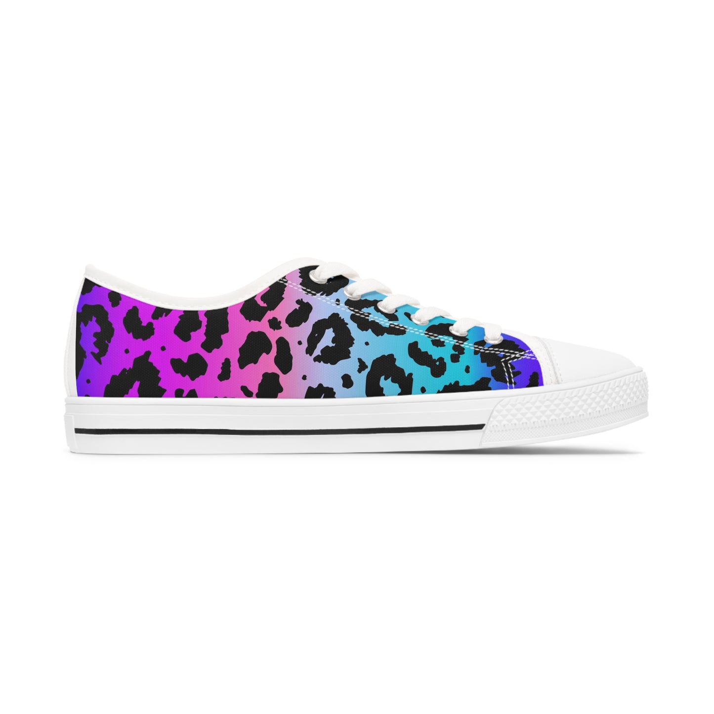 Women's Low Top Sneakers, Pink, Purple, Aqua, Leopard