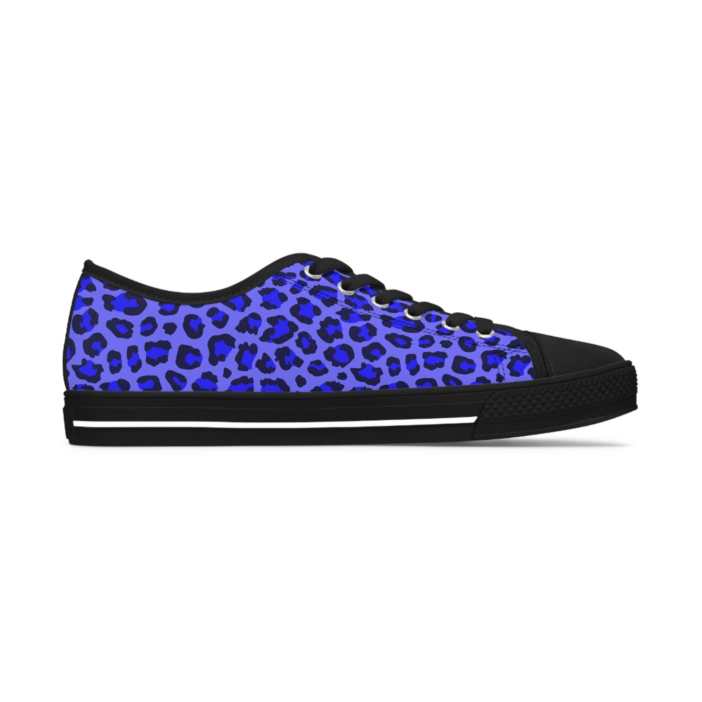 Women's Low Top Sneakers, Blue, Black, leopard