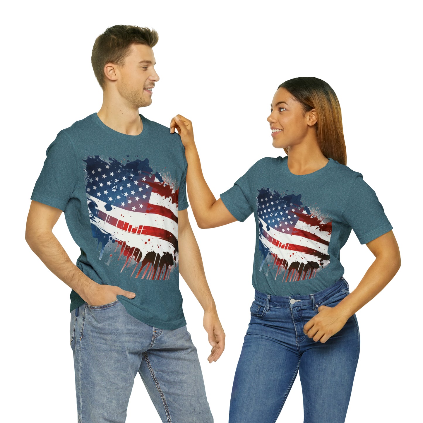 American Flag Unisex Jersey Short Sleeve Tee Patriotic July 4th