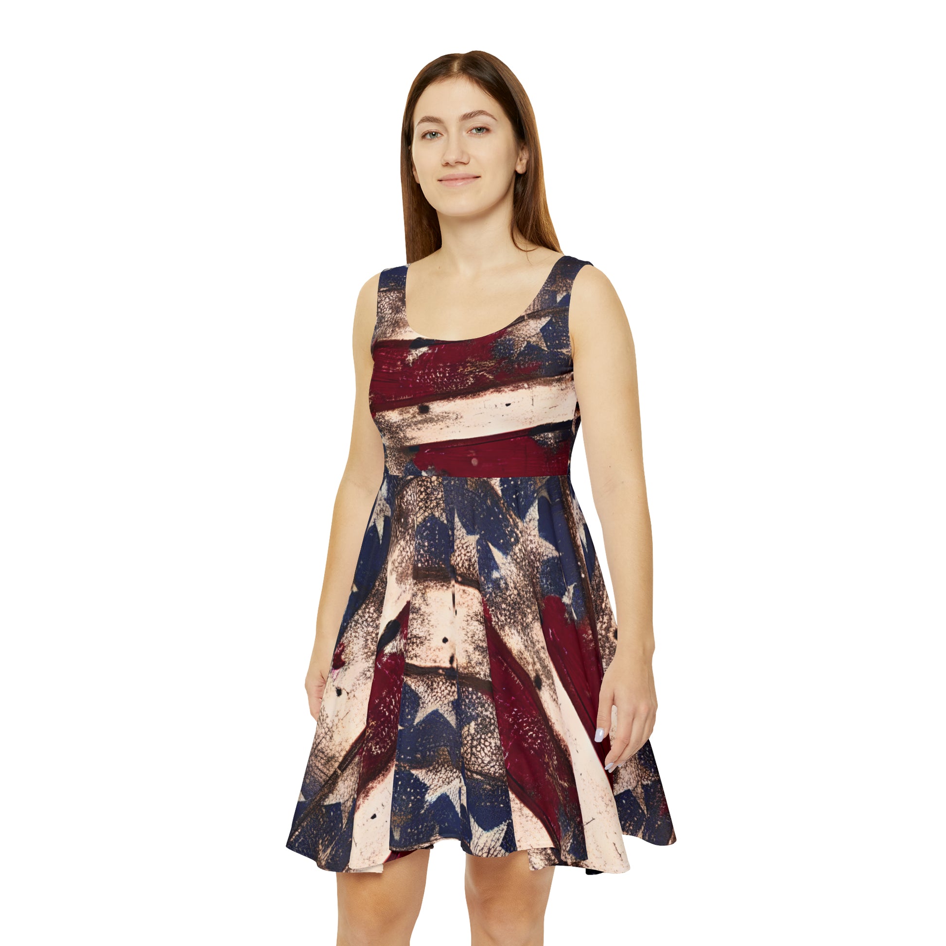 Distressed American Flag Women's Skater Dress Patriotic – Southern Hounds of SC