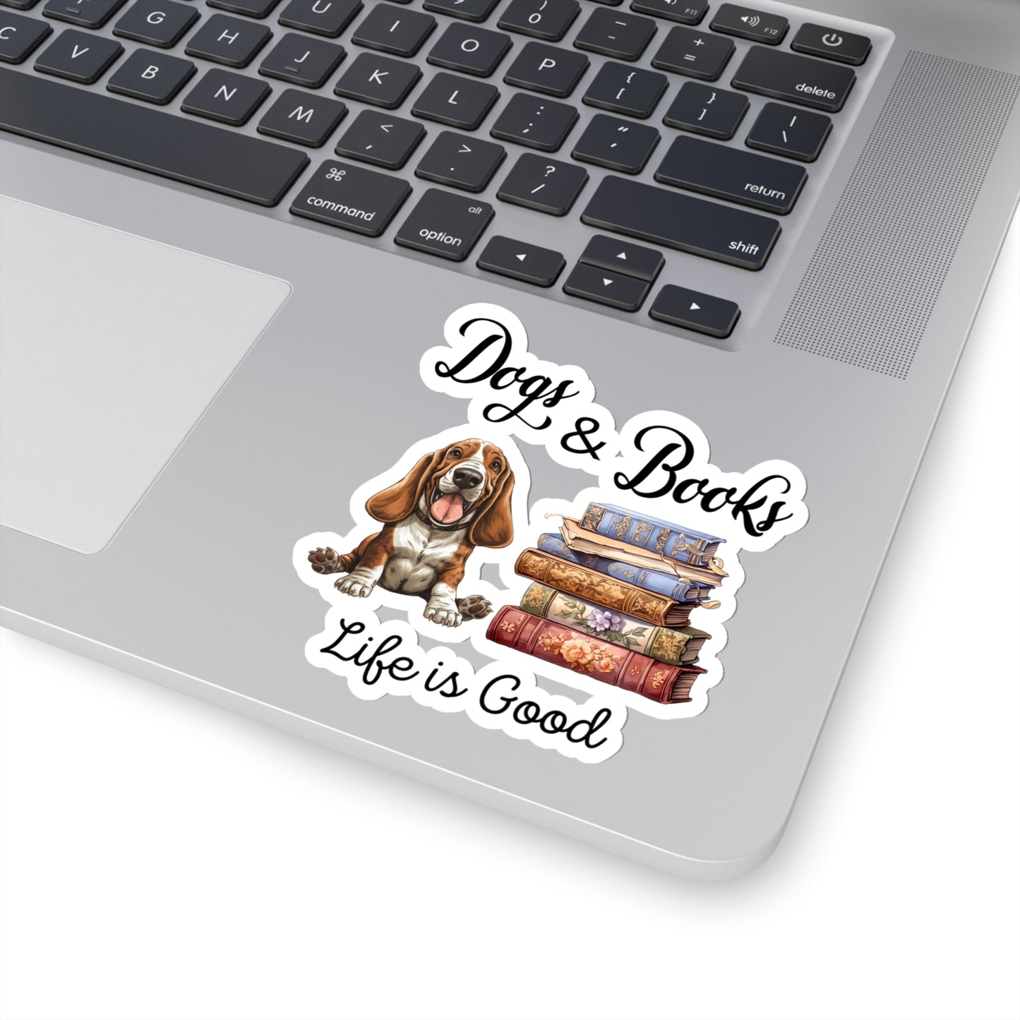 Bassett Hound dogs and Books Kiss-Cut Stickers