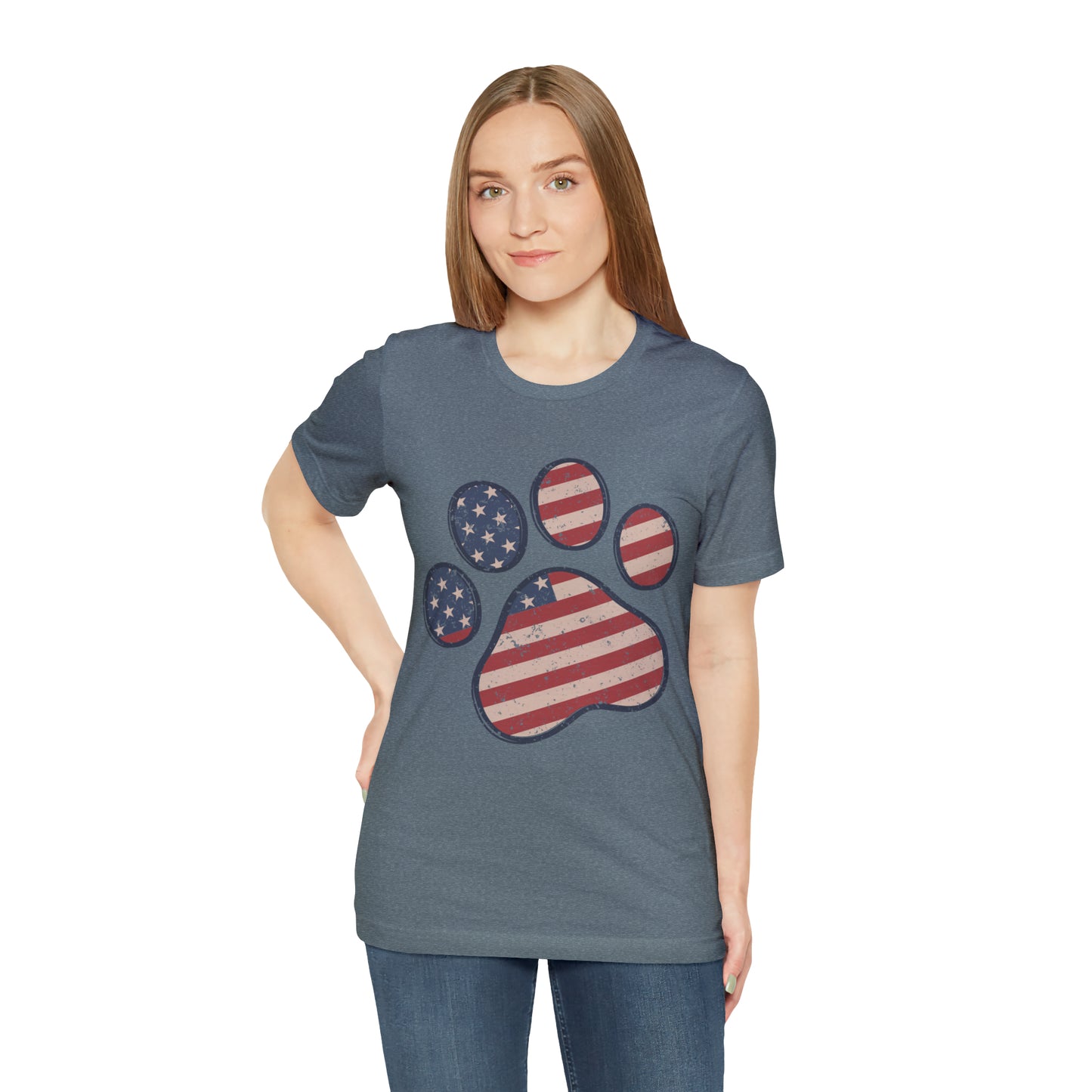 4th of July Pawprint Unisex Jersey Short Sleeve Tee Patriotic American Flag