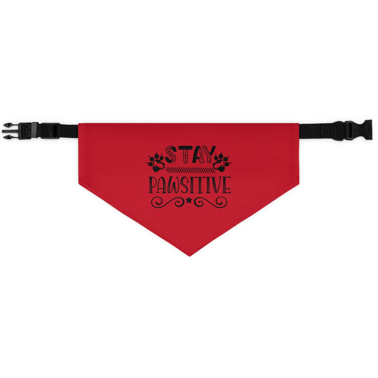 Pet Bandana Collar 12.6"x19.69" circumference Stay Pawsitive, Red