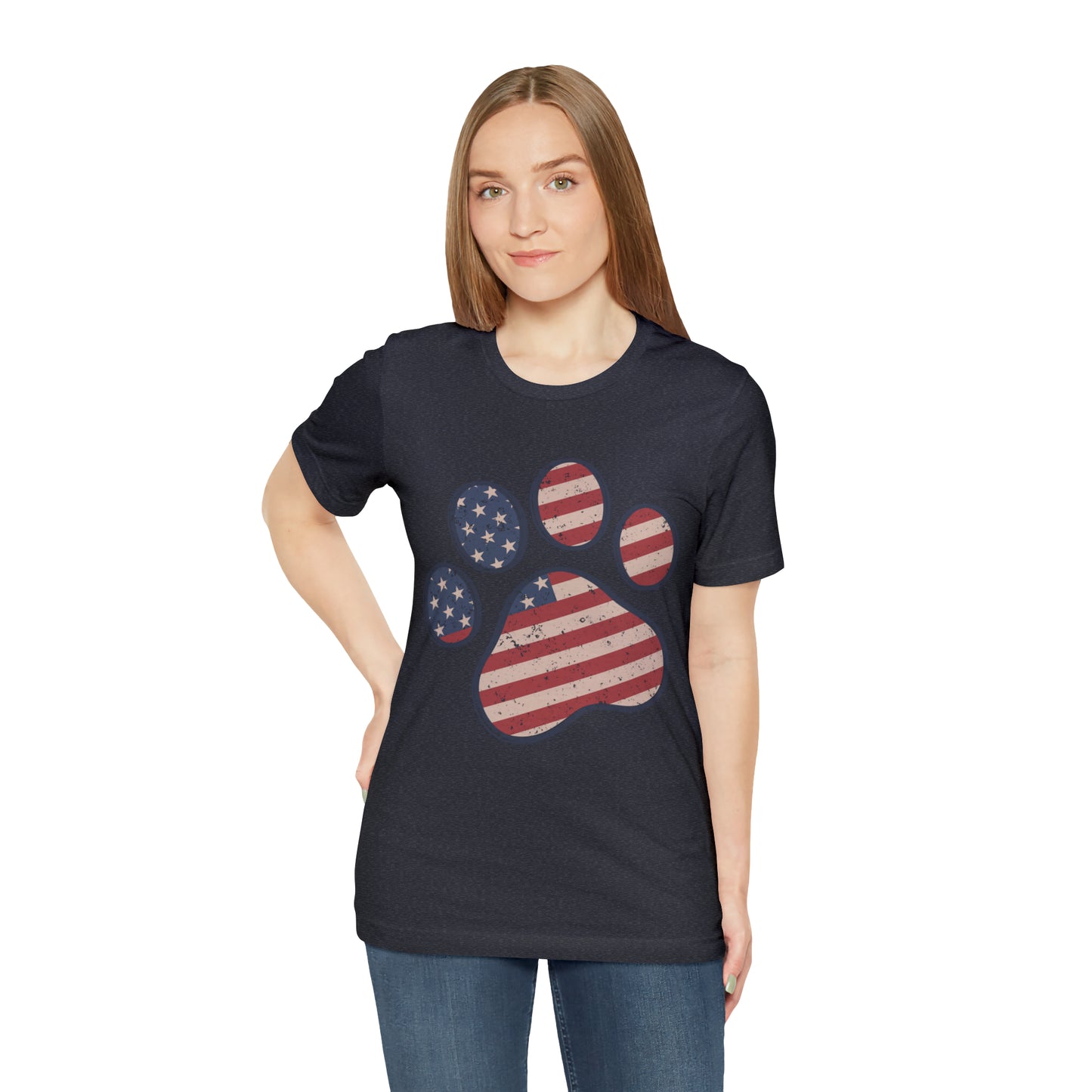 4th of July Pawprint Unisex Jersey Short Sleeve Tee Patriotic American Flag