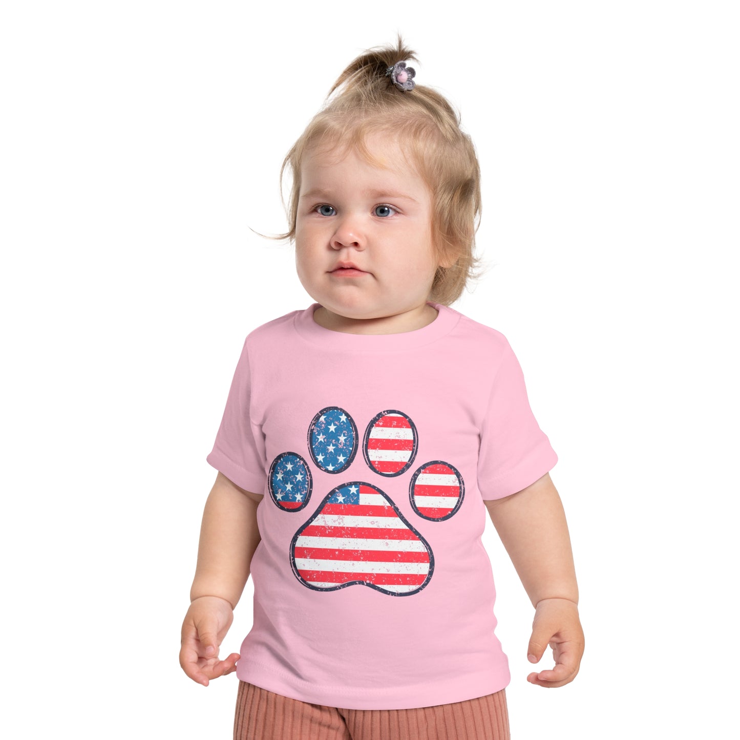 Paw Print Flag Baby Short Sleeve T-Shirt Patriotic