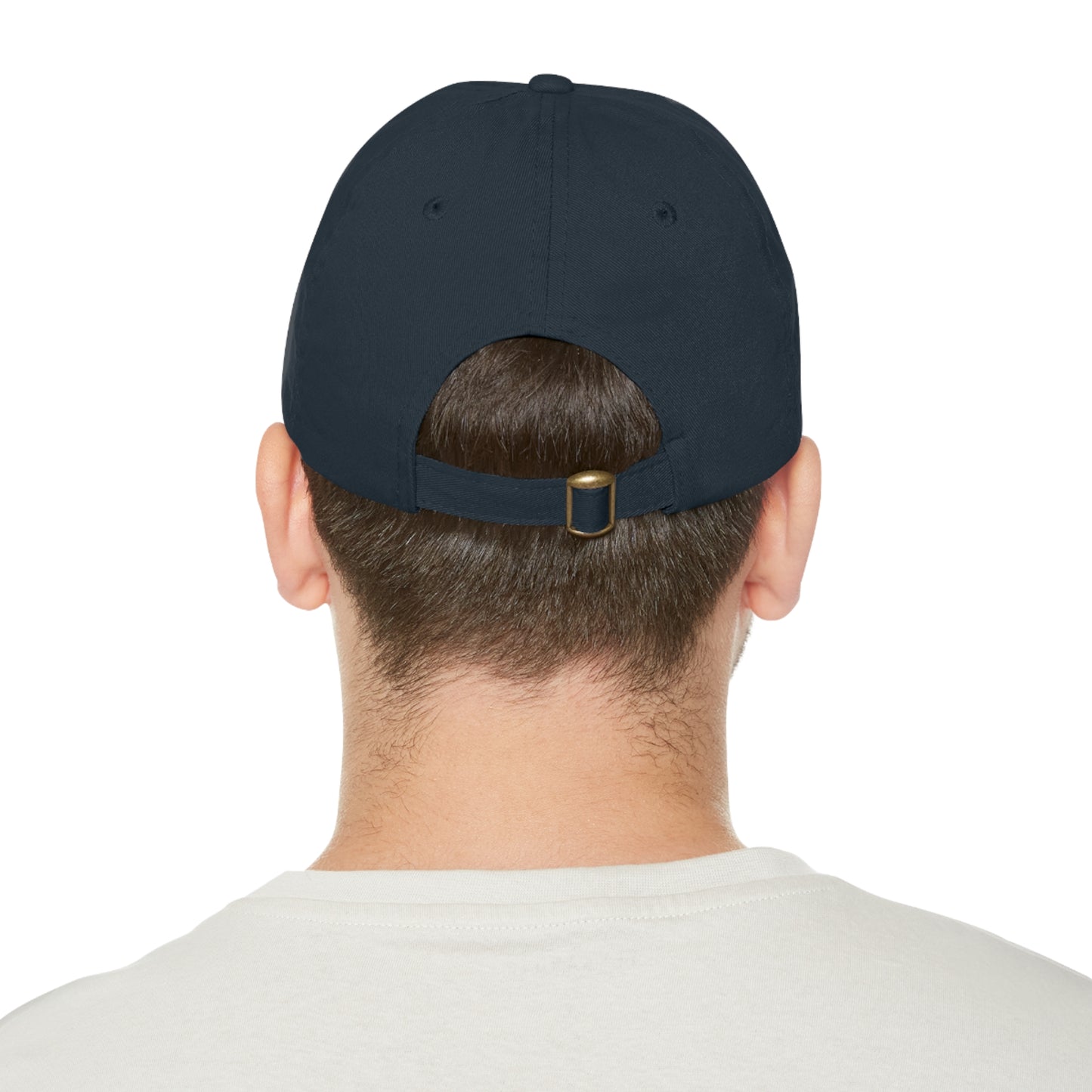 Unisex Hat with Leather Patch (Round), Black River Search & Rescue Logo, Blue patch