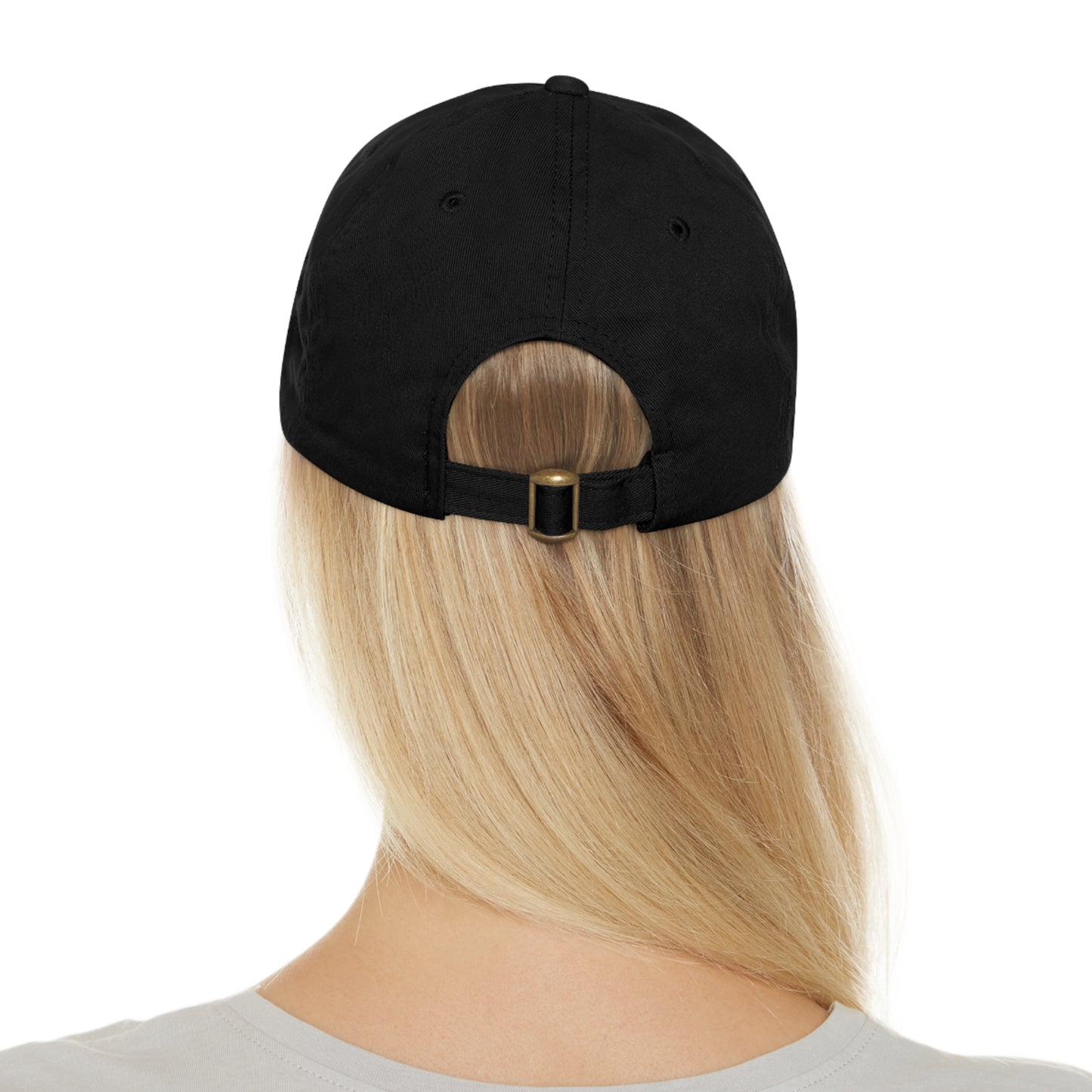 Unisex Hat with Leather Patch (Round), Black River Search & Rescue Logo, black & white patch