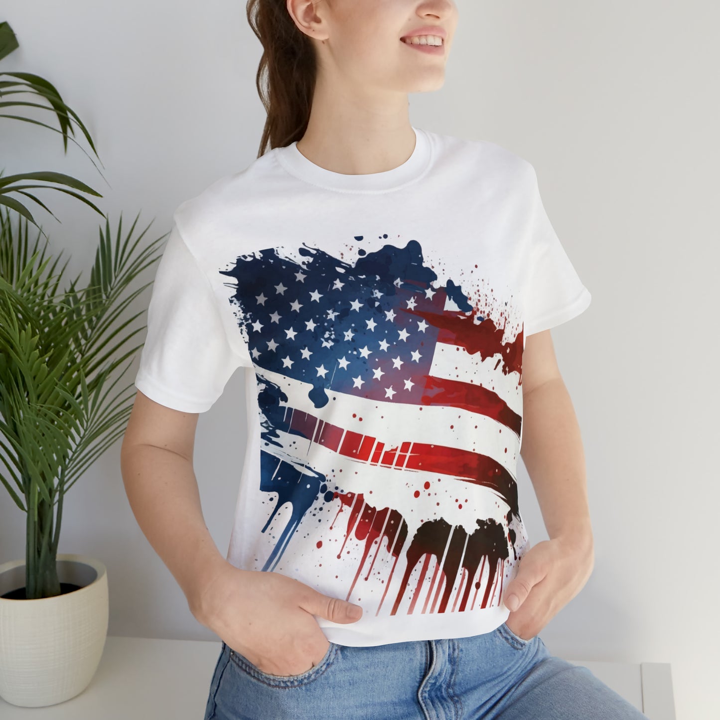 American Flag Unisex Jersey Short Sleeve Tee Patriotic July 4th