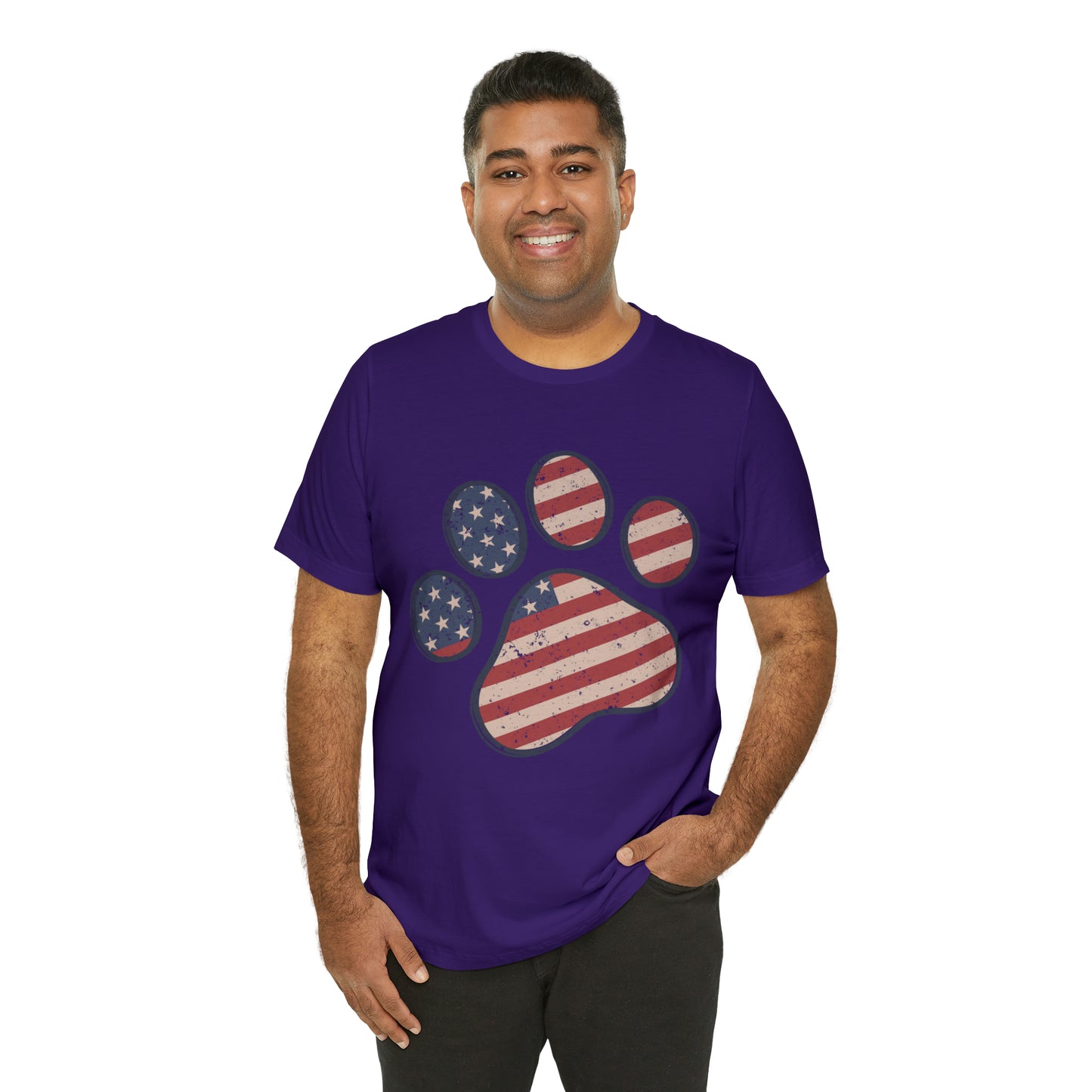 4th of July Pawprint Unisex Jersey Short Sleeve Tee Patriotic American Flag