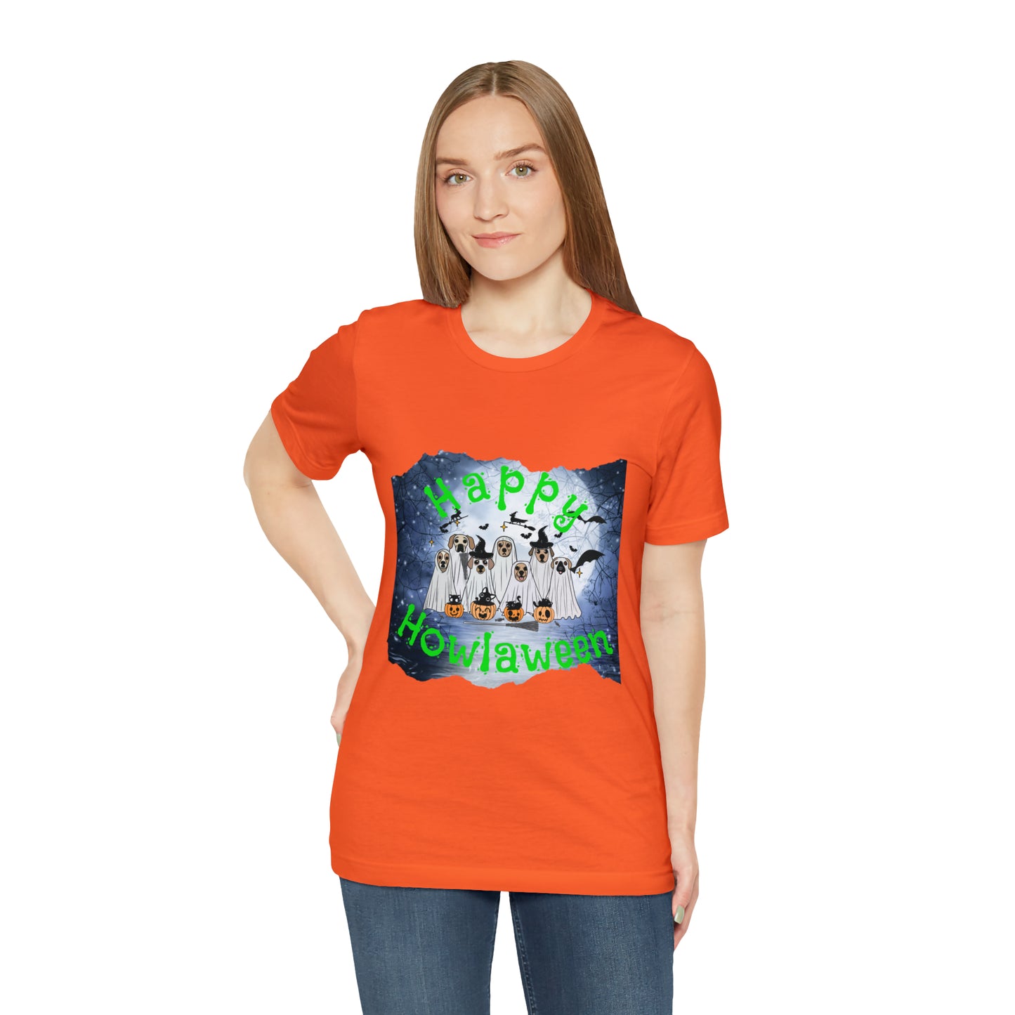 Happy Howlaween Dog Green Short Sleeve Tee, Halloween shirt