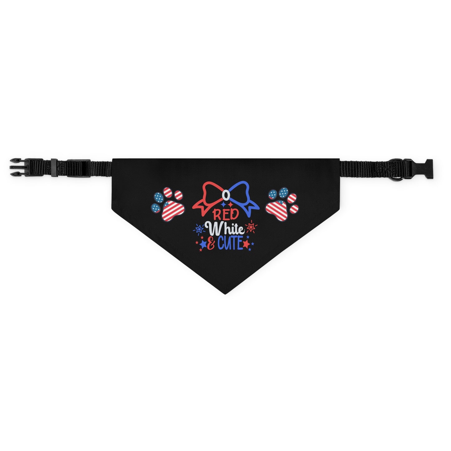 Black Patriotic Pet Bandana Collar Red White and Cute Bow July 4th Patriotic