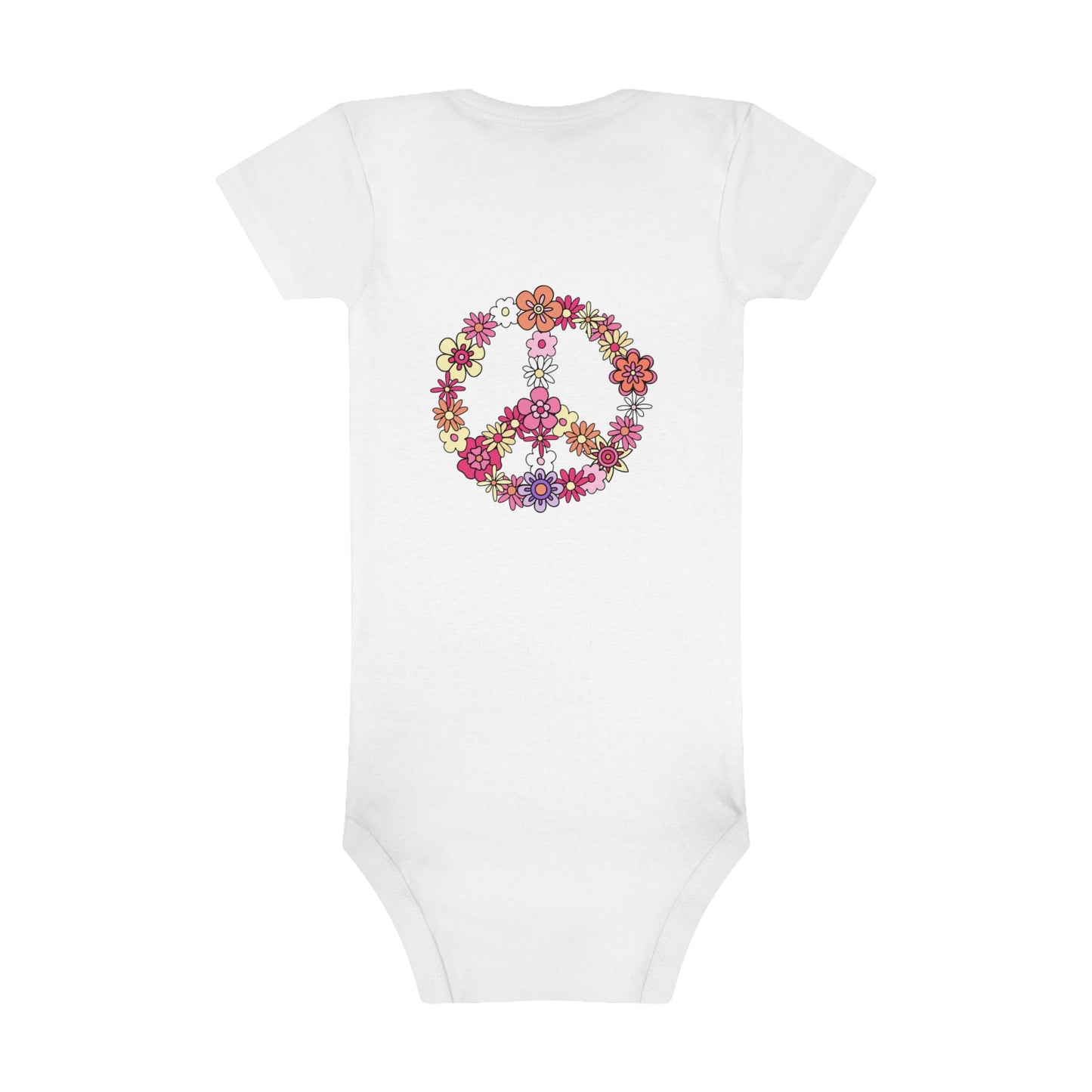 Baby Short Sleeve Onesie®, Peace sign flowers, Retro, Girl Power