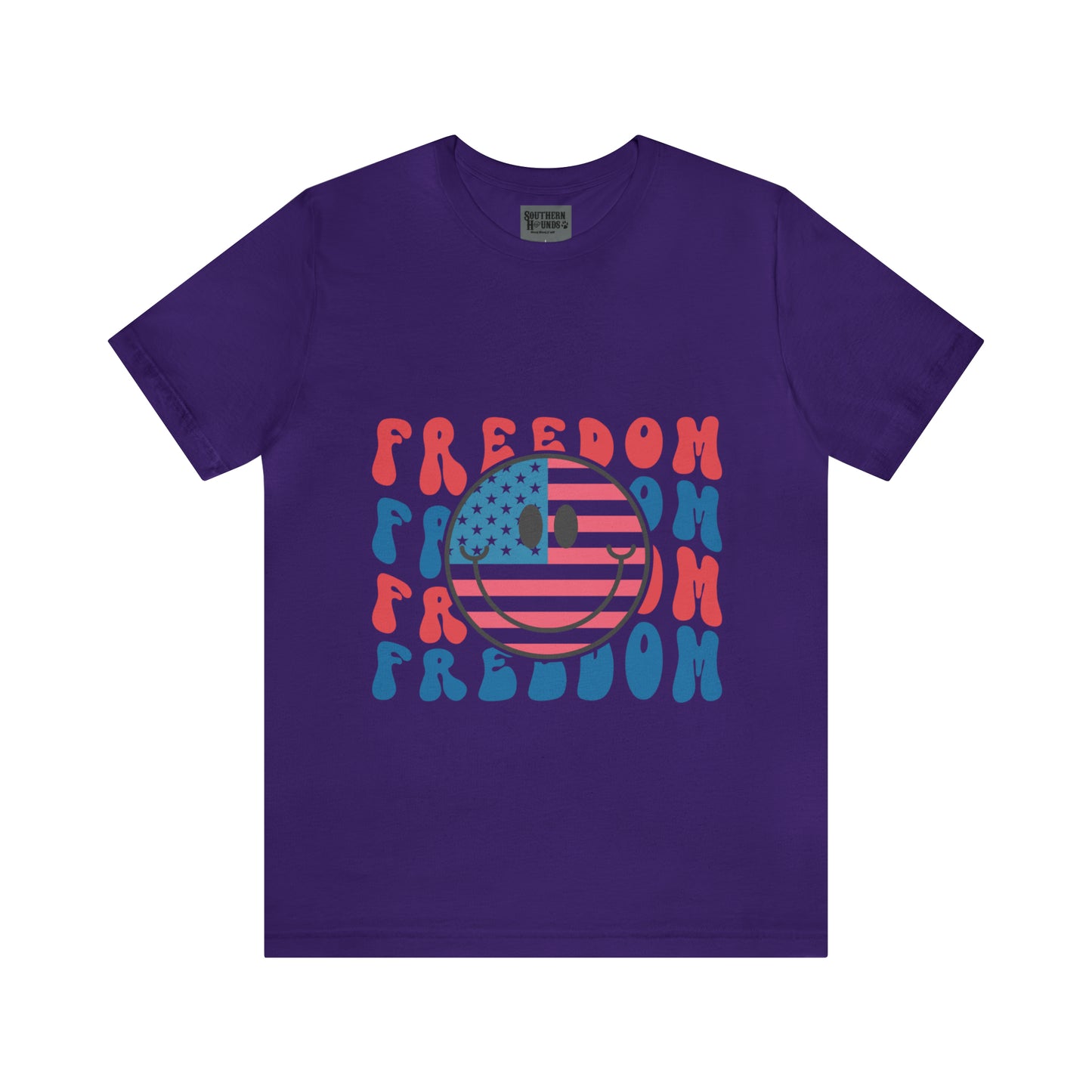 Freedom Smiley Face Flag Unisex Jersey Short Sleeve Tee Patriotic American Flag