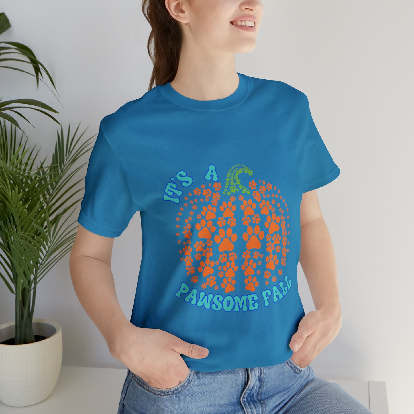 It's a Pawsome Fall Pawprint Pumpkin T shirt, Fall Shirt, Dog Lover Gift, Cat Lover GIft