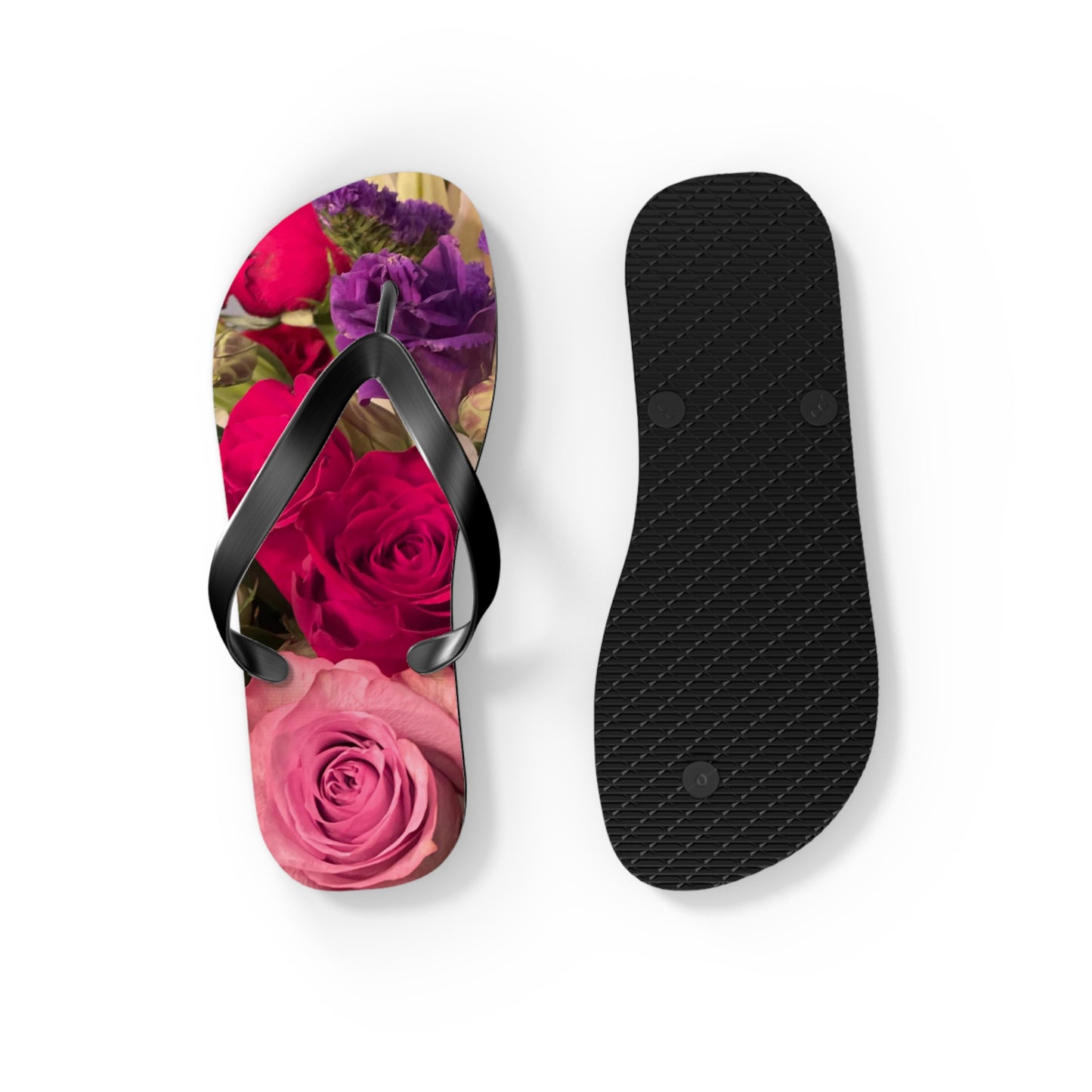 Flip Flops, roses, flowers, red, pink, purple