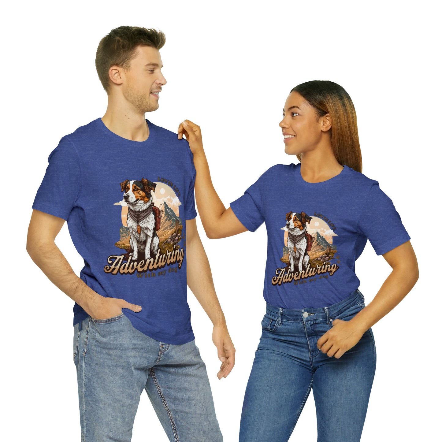 Adventuring with my Dog Short Sleeve Tee, Vintage Outdoor theme