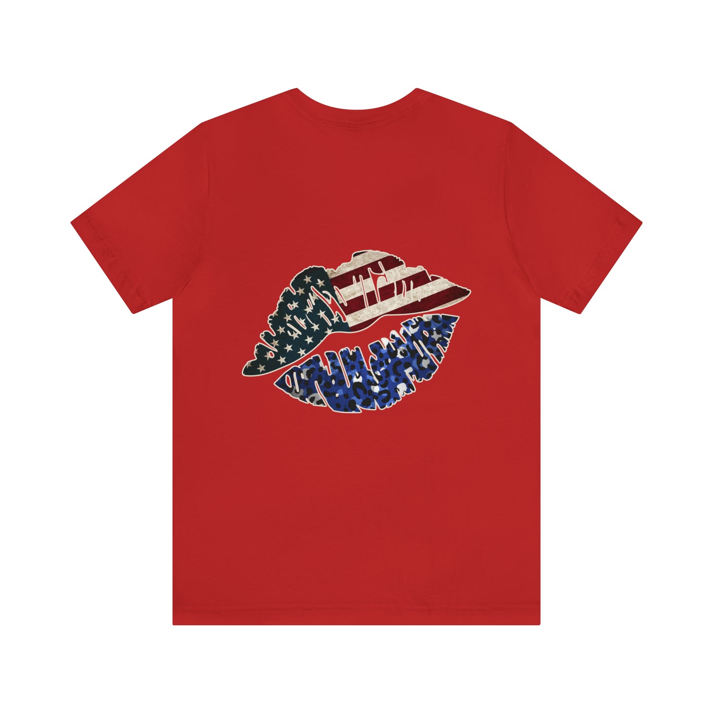 American Flag Lips 4th of July Unisex Jersey Short Sleeve Tee Patriotic Retro