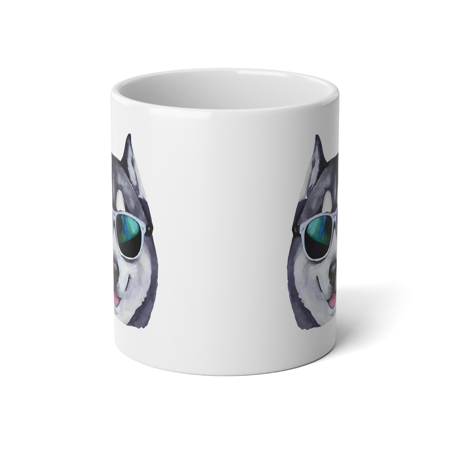 Jumbo Mug, 20oz, Siberian Husky with sunglasses