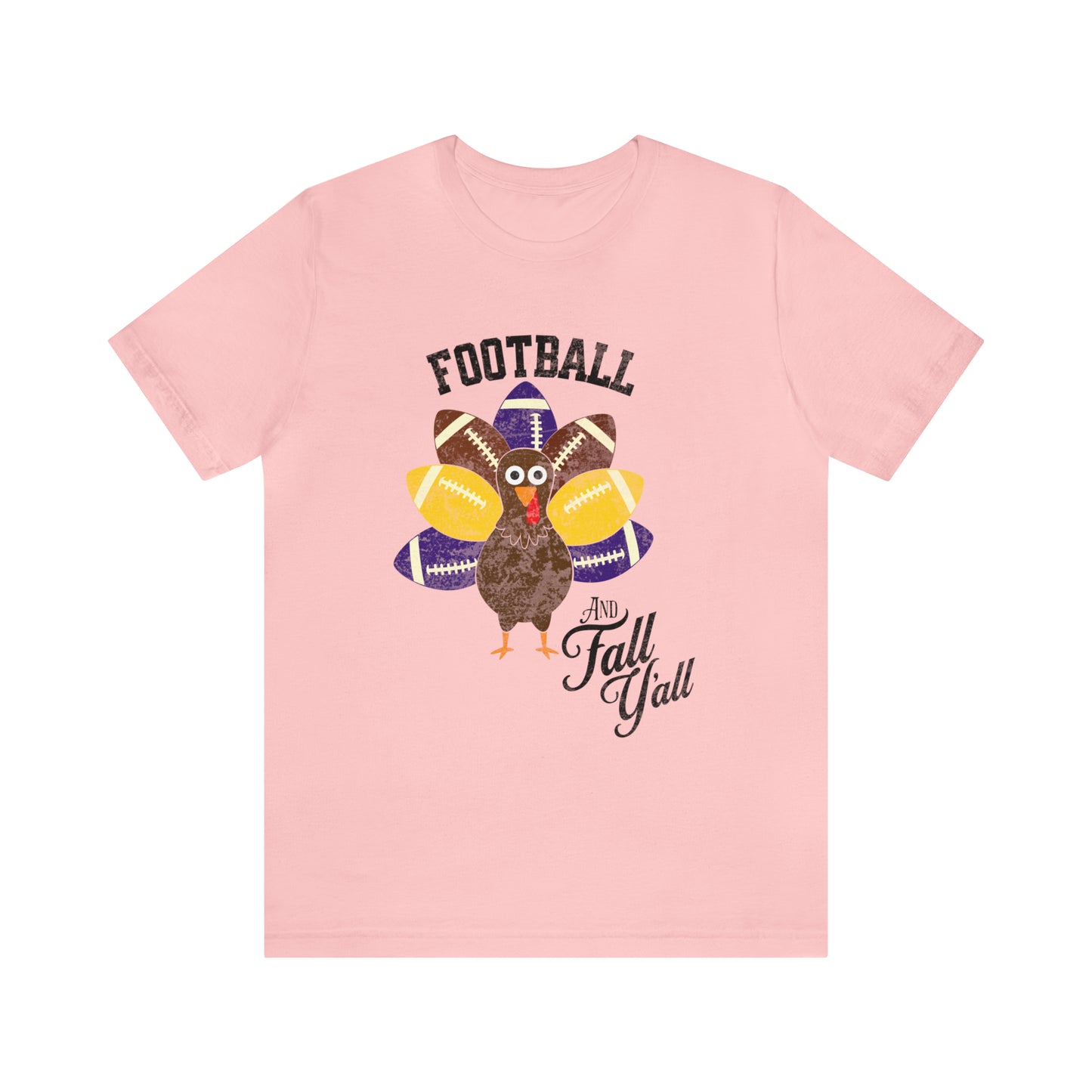 Vintage Purple and Yellow Football and Fall Short Sleeve Tee, Football and turkey shirt, LSU