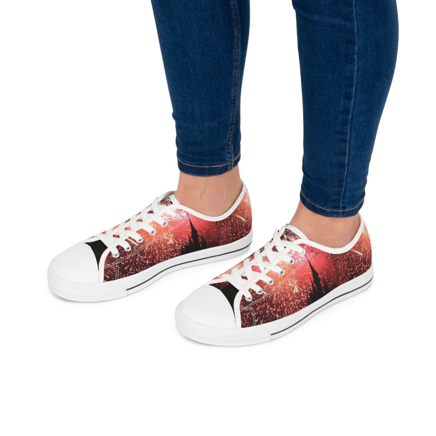 Women's Low Top Sneakers, castle, fireworks