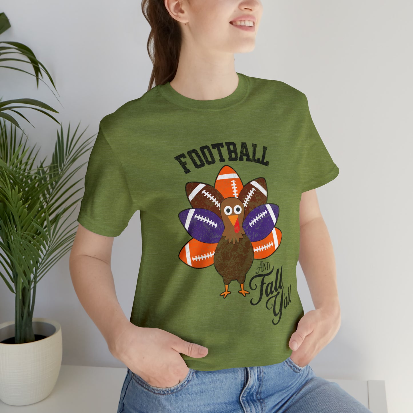 Vintage Purple and Orange Football Short Sleeve Tee, Football and turkey shirt, Clemson