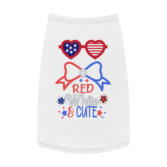 Patriotic Pet shirt 4th of July Red White and Cute Sunglasses