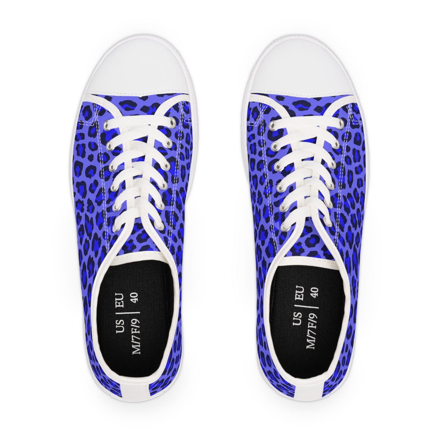 Women's Low Top Sneakers, Blue, Black, leopard