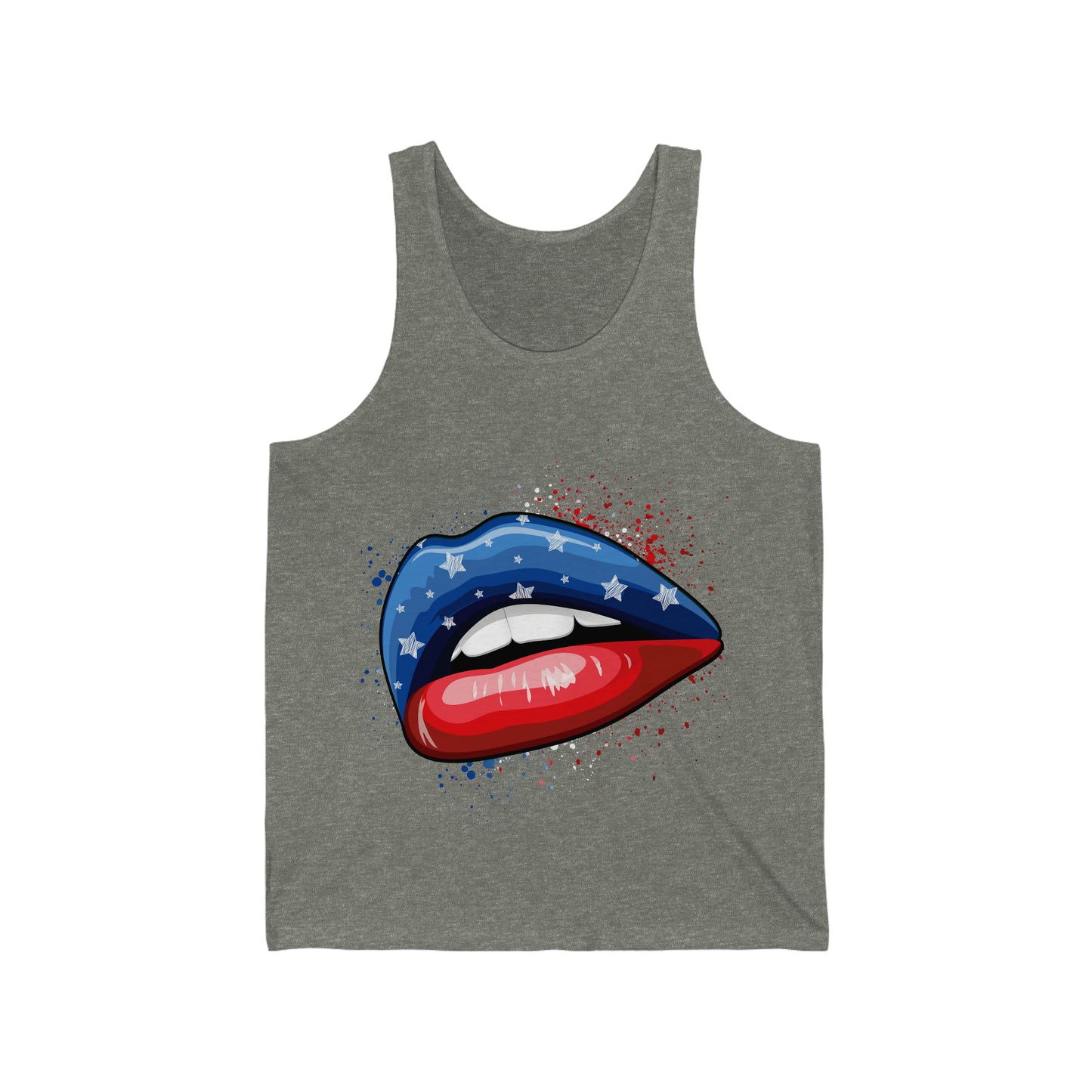 4th of July Lips Unisex Jersey Tank Patriotic