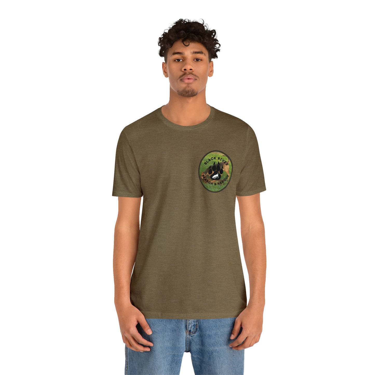 Black River Search & Rescue Logo with Lucy Unisex Jersey Short Sleeve Tee