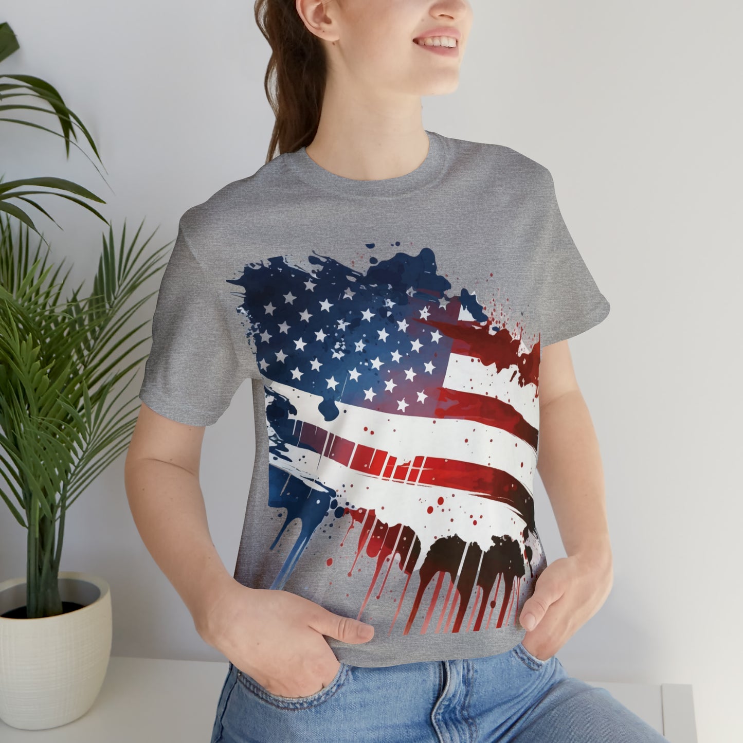 American Flag Unisex Jersey Short Sleeve Tee Patriotic July 4th