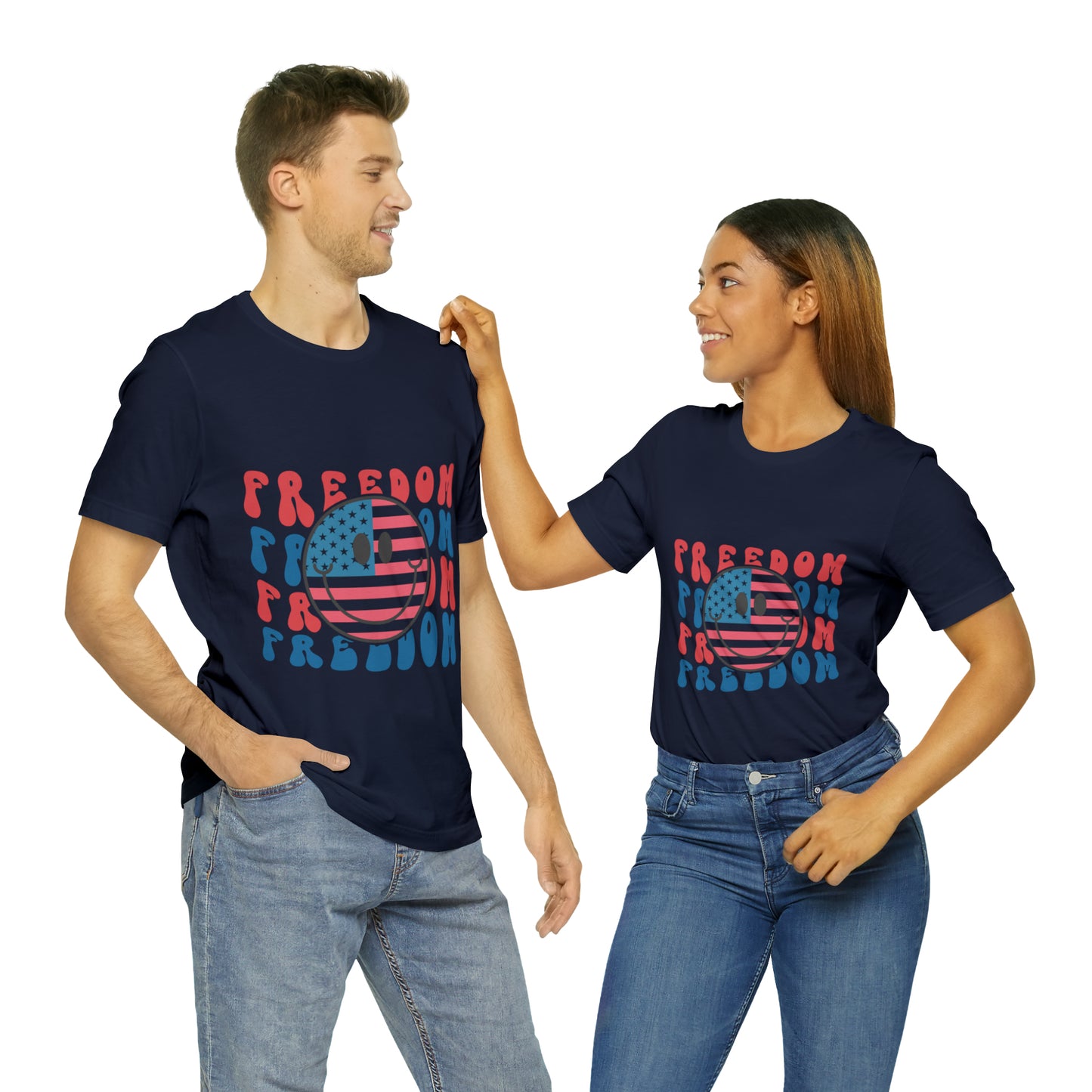 Freedom Smiley Face Flag Unisex Jersey Short Sleeve Tee Patriotic American Flag