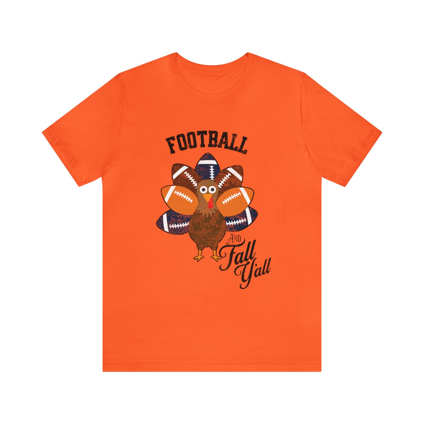 Vintage Dark Blue and Orange Football and Fall Short Sleeve Tee, Football and turkey shirt, Auburn