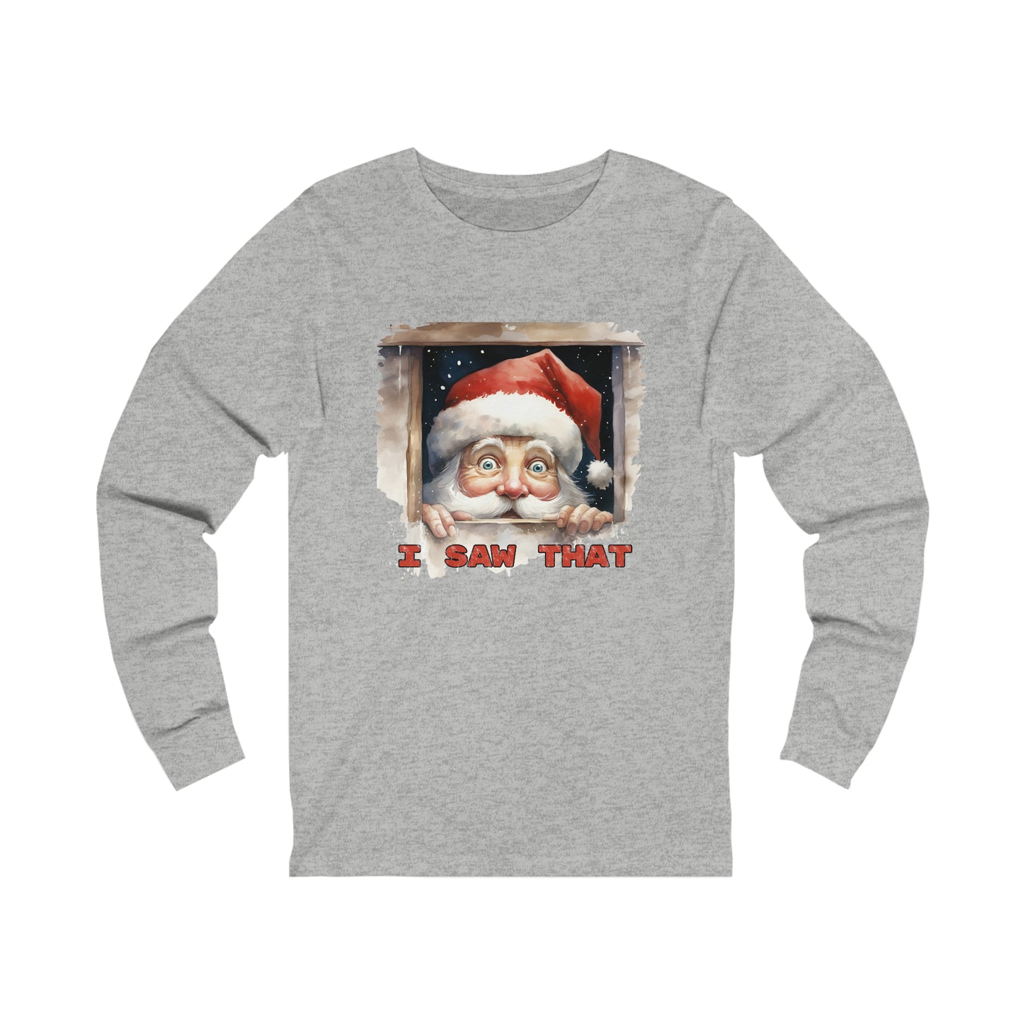 Santa Peeking I Saw That Unisex Jersey Long Sleeve Tee