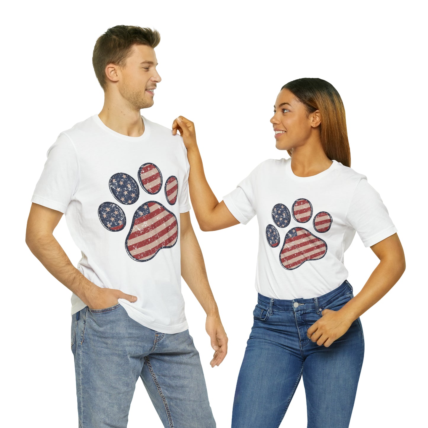4th of July Pawprint Unisex Jersey Short Sleeve Tee Patriotic American Flag