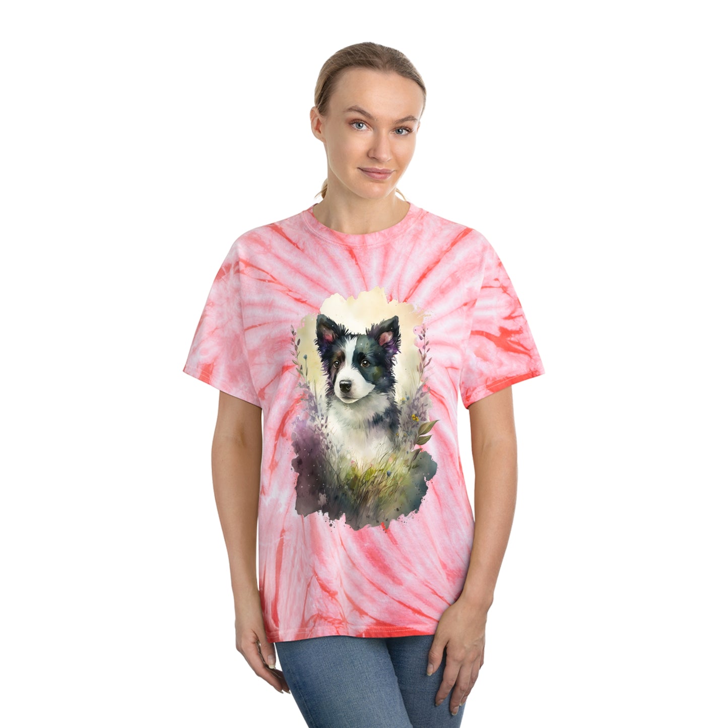Border Collie pawprint Love Tie-Dye Tee, Cyclone