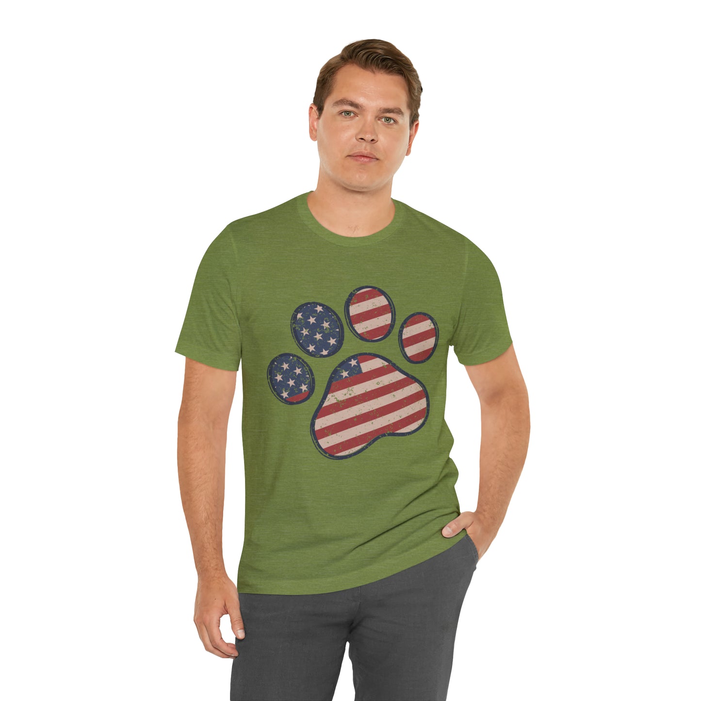 4th of July Pawprint Unisex Jersey Short Sleeve Tee Patriotic American Flag