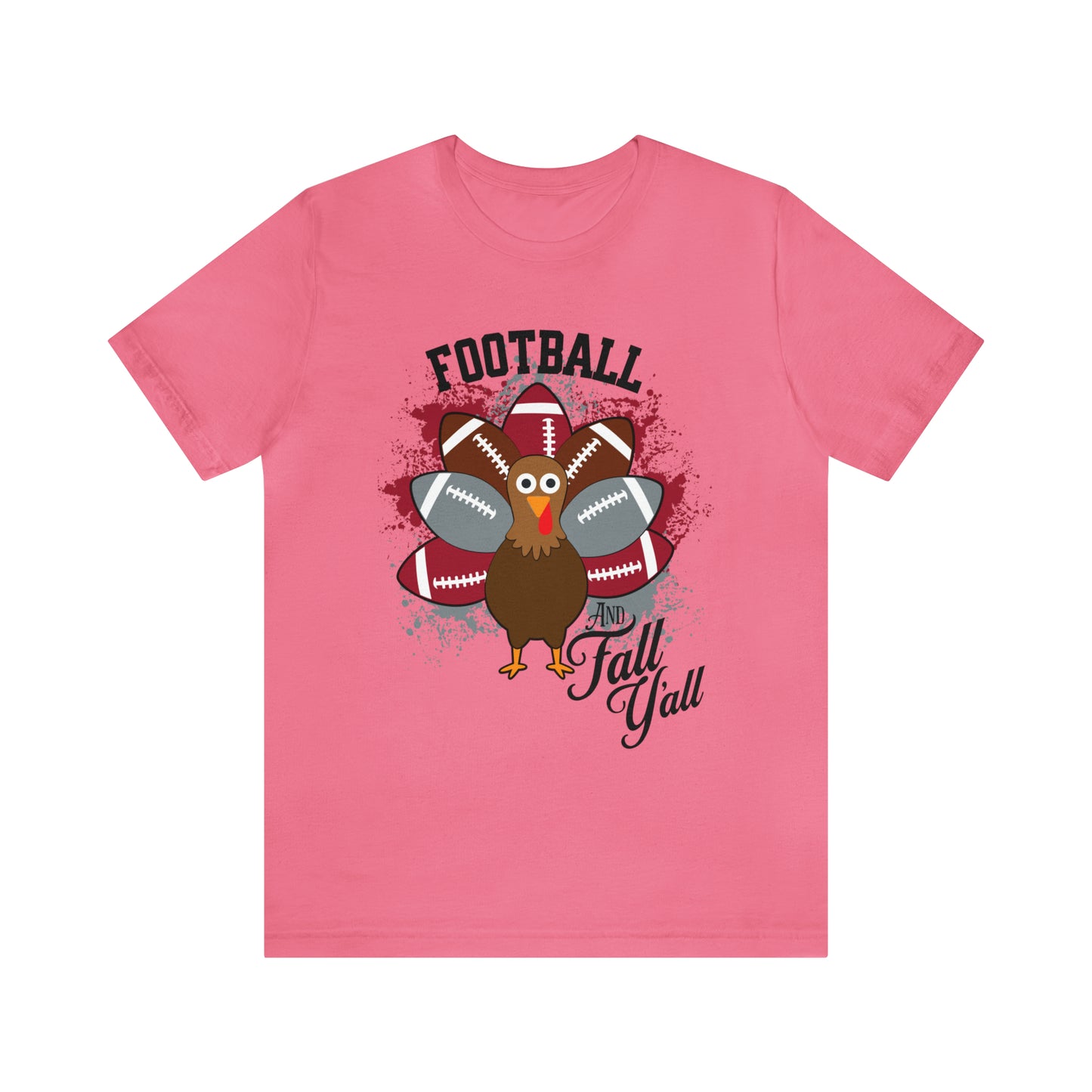 Custom Crimson and Gray Football and Fall Short Sleeve Tee, Football and turkey shirt, Alabama