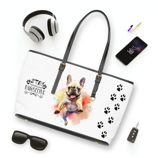 French Bulldog Leather Shoulder Bag two Frenchie pictures You Had Me at Woof Stay Pawsitive