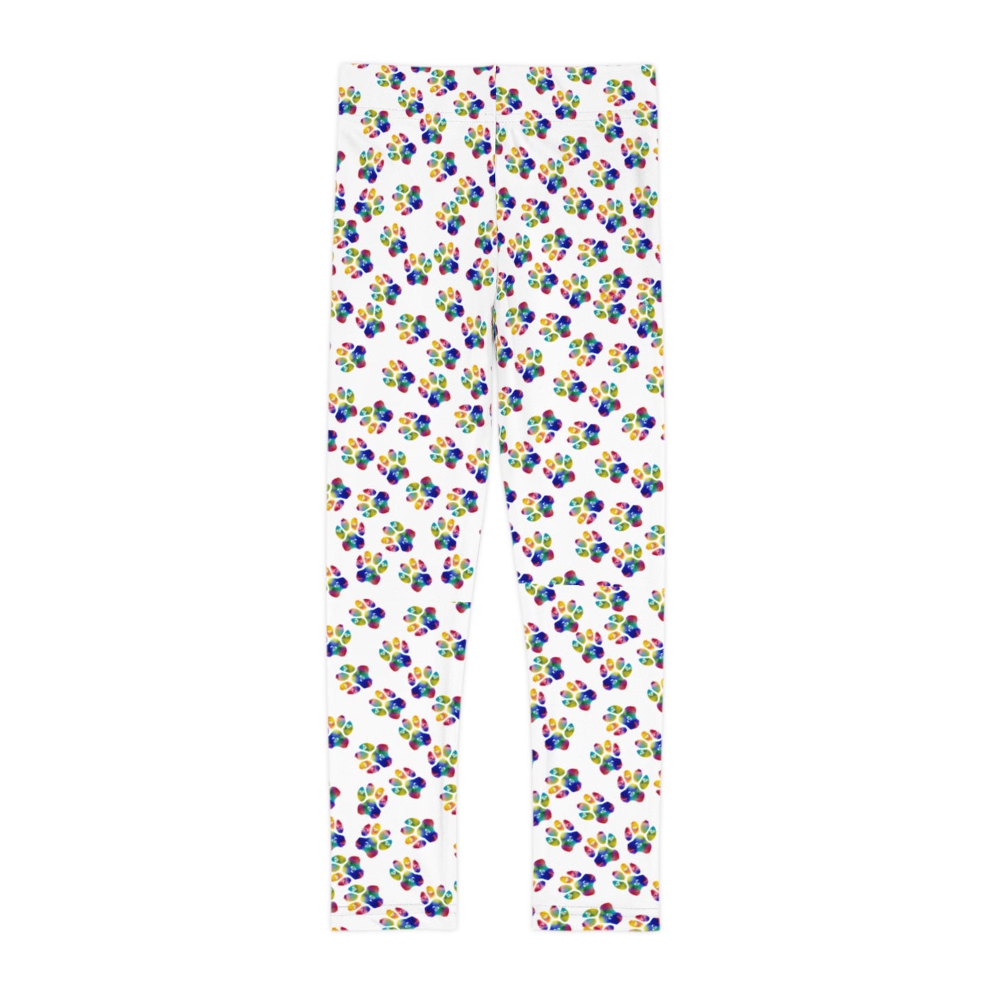 Girls colorful paw print leggings. Cute paw prints for any cat or dog lover.